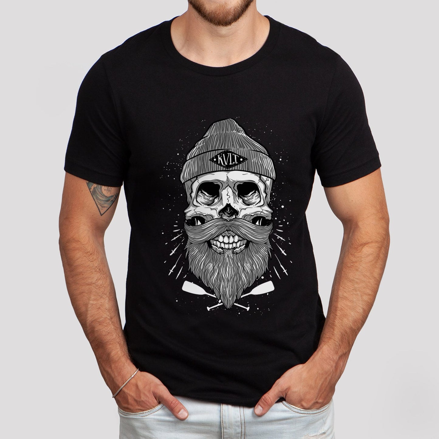 Kult T-shirt, Skull T-shirt, Skeleton Face Shirt, Motorcycle T-Shirt, Skull with Beard Shirt, Motorcycle Shirt, Rockers T-shirt