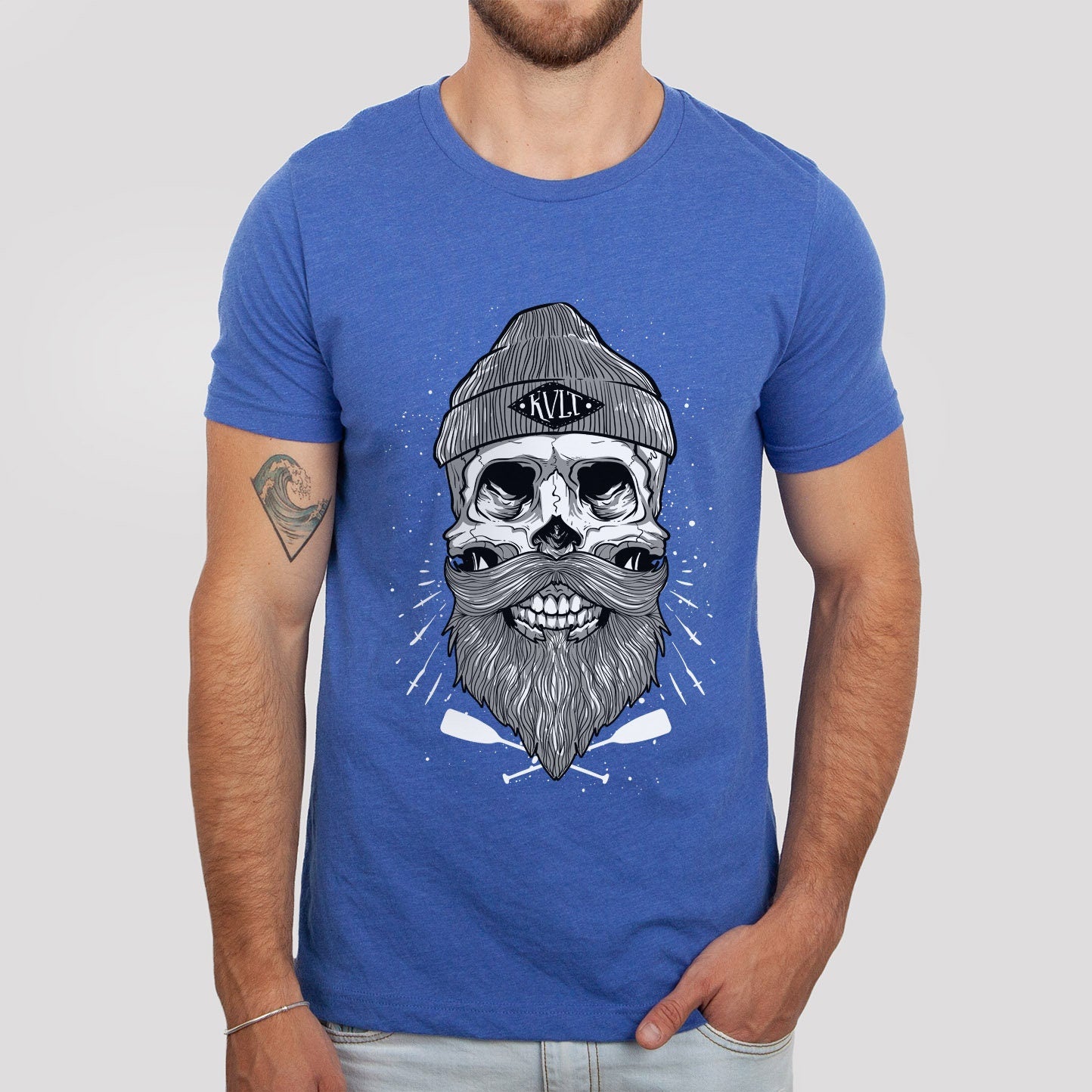 Kult T-shirt, Skull T-shirt, Skeleton Face Shirt, Motorcycle T-Shirt, Skull with Beard Shirt, Motorcycle Shirt, Rockers T-shirt