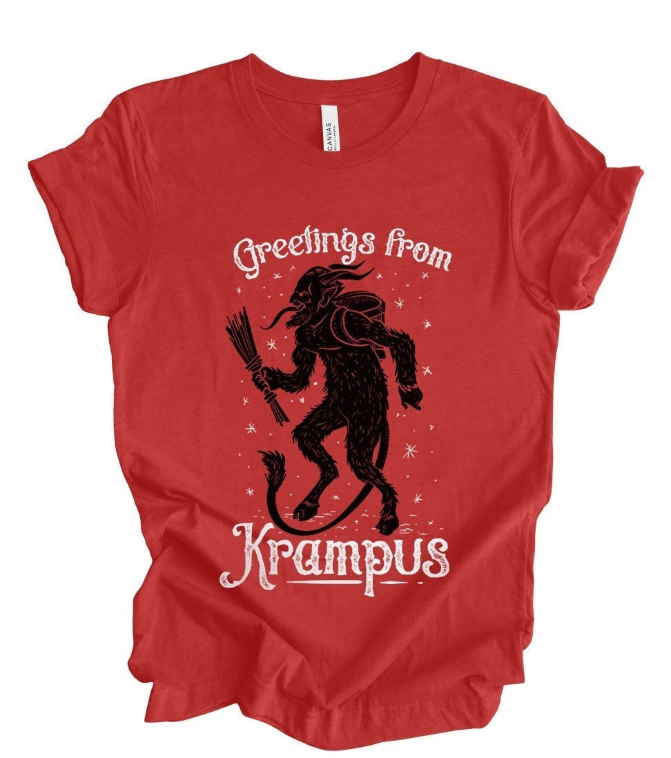 Krampus T-shirt, Horror T-Shirt, Demon T-Shirt, Skeleton T-Shirt, Heavy Metal Lovers Gift T-shirt, Gothic T-Shirt, Witchy Clothing