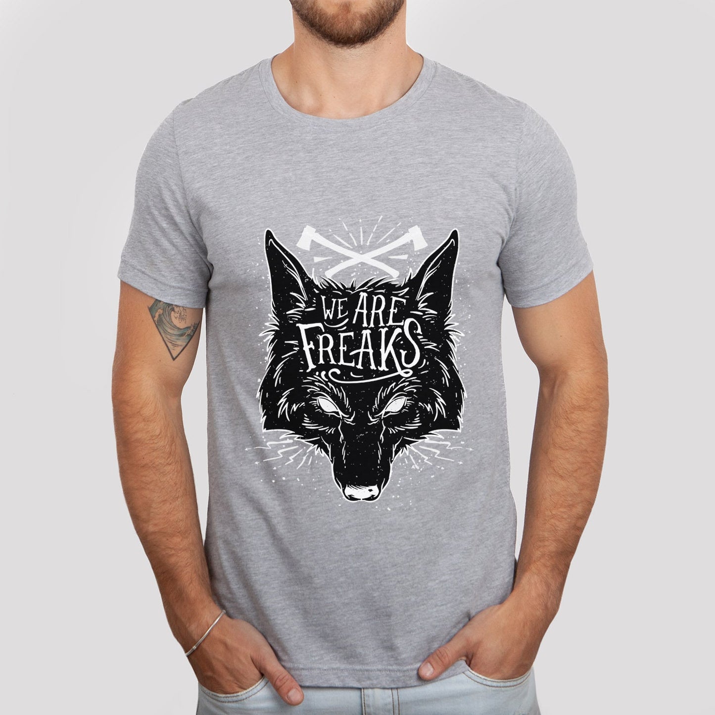 T-shirt loup, T-shirt We are Freaks, T-shirt avec renard, T-shirt d'horreur, T-shirt de renard effrayant, T-shirt d'horreur, T-shirt animal, cadeau pour lui