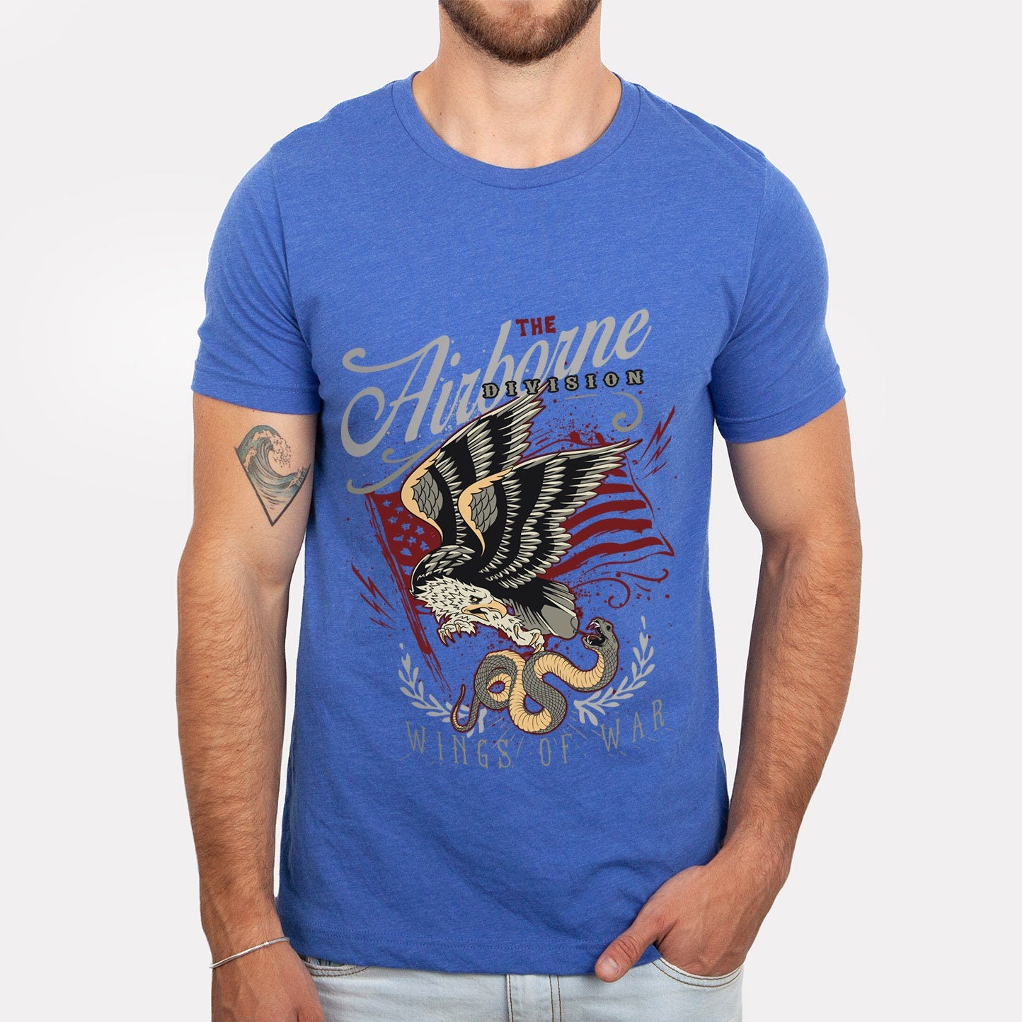 T-shirt Wings of War, T-shirt Aigle, T-shirt avec Serpent, T-shirt Division Aéroportée avec Aigle et Serpent, T-shirt Militaire, T-shirt Cadeau