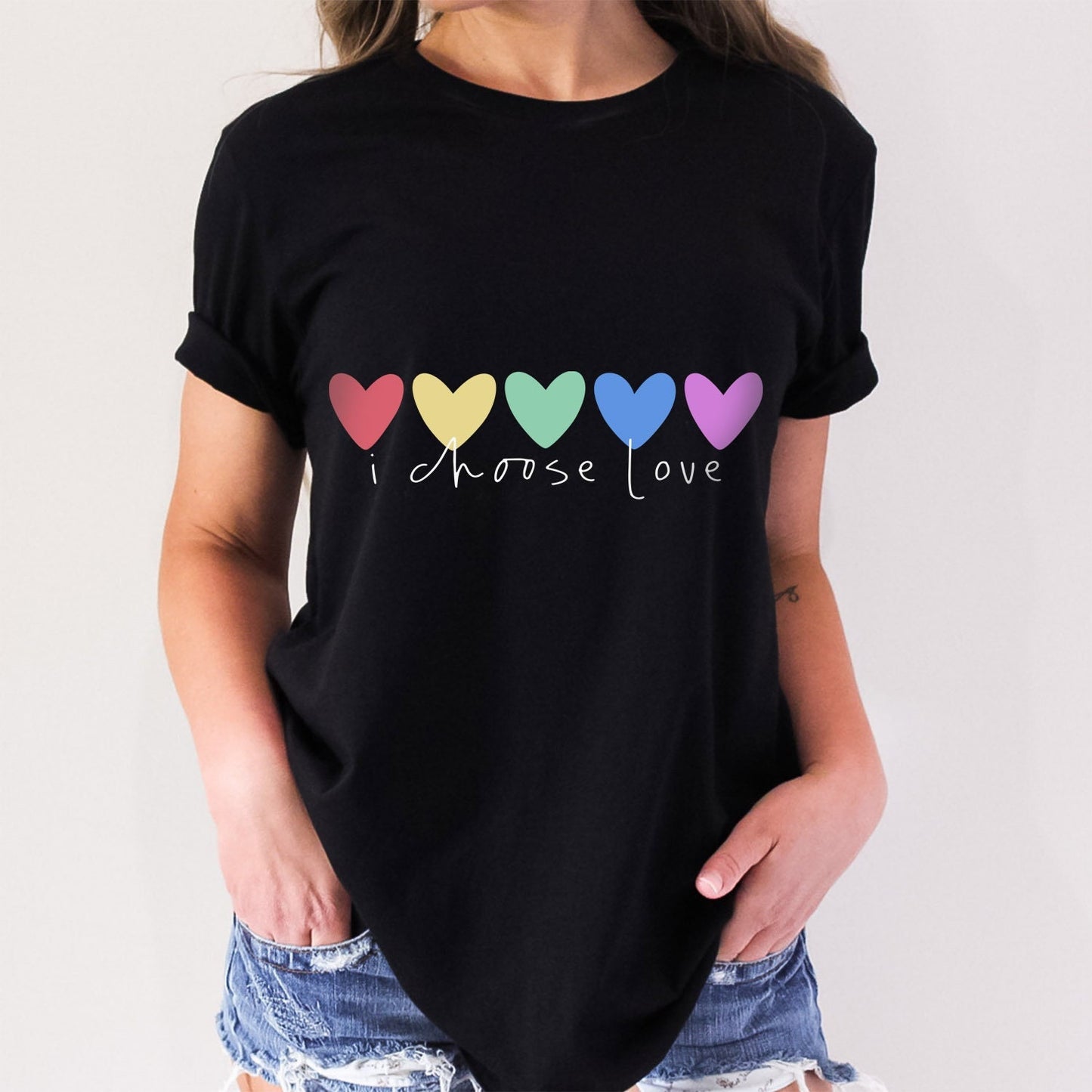 Je choisis le t-shirt Love, le t-shirt Rainbow Hearts, le t-shirt Pride, le t-shirt LGBTQ, les t-shirts Kindness, les t-shirts de soutien LGBTQ, le t-shirt Gay Pride, le t-shirt Equality