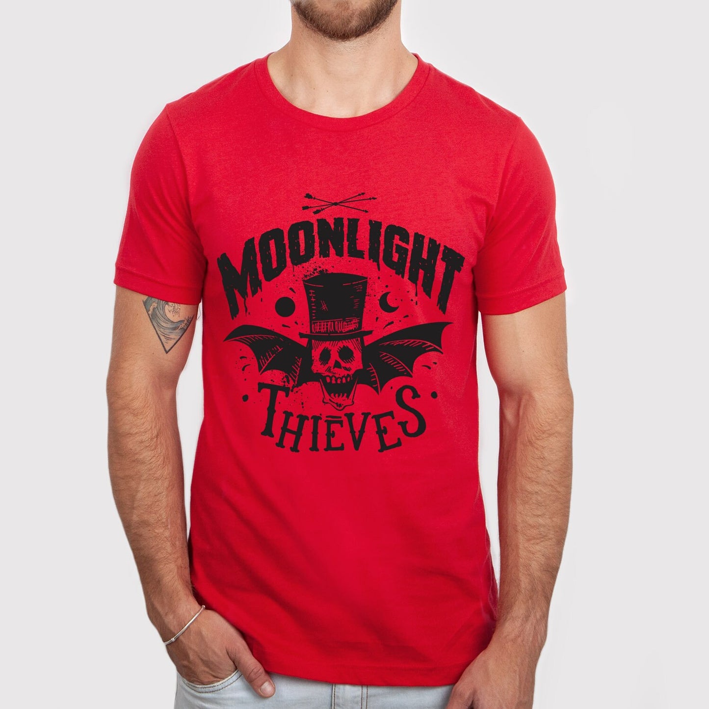 Moonlight Thieves T-shirt, Horror Shirt, Skeleton T-shirt, Bat Shirt,  T-shirt, Shirt with Bat and Wings, Celestial Moon Shirt