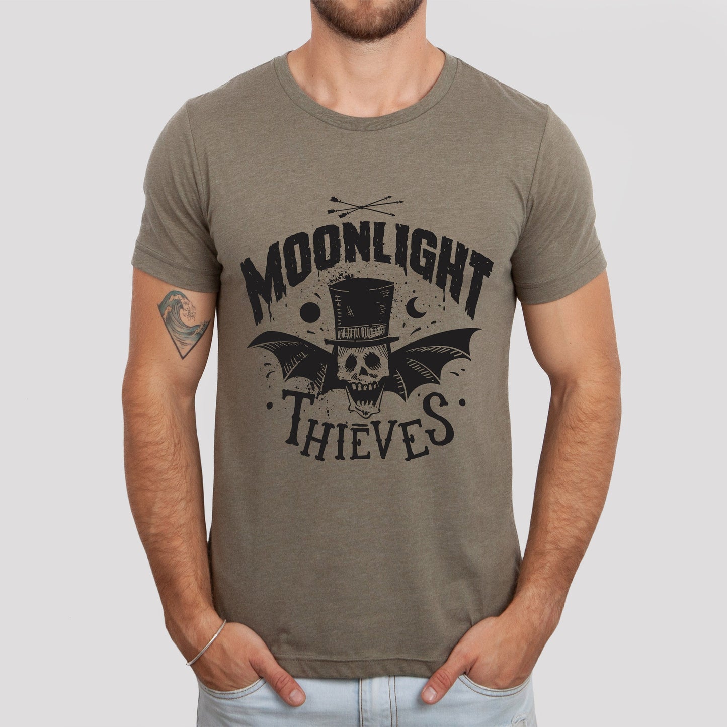 Moonlight Thieves T-shirt, Horror Shirt, Skeleton T-shirt, Bat Shirt,  T-shirt, Shirt with Bat and Wings, Celestial Moon Shirt