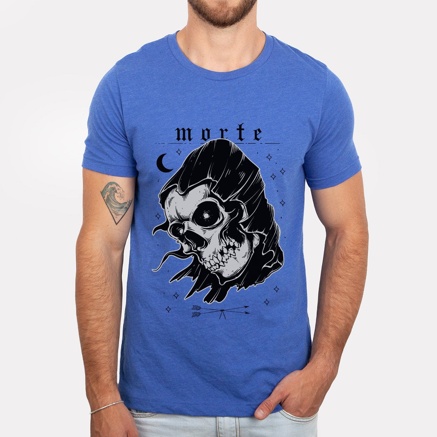 Morte Dead T-shirt, Horror Shirt, Skeleton T-shirt, Skeleton Head Shirt, T-shirt, Shirt with Skull, Celestial Moon Shirt