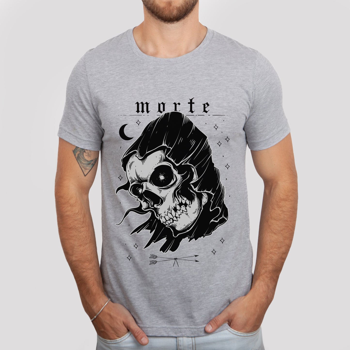 Morte Dead T-shirt, Horror Shirt, Skeleton T-shirt, Skeleton Head Shirt, T-shirt, Shirt with Skull, Celestial Moon Shirt