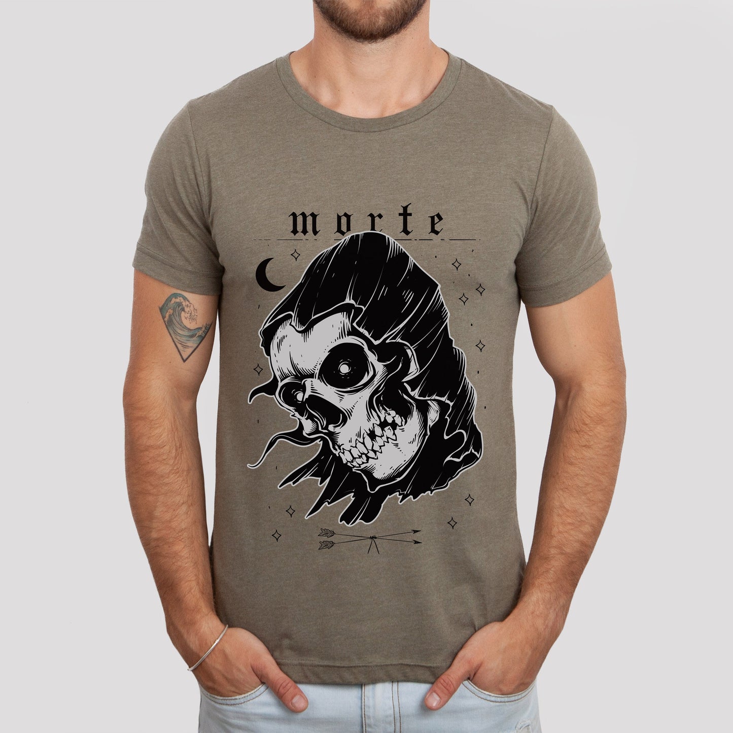 Morte Dead T-shirt, Horror Shirt, Skeleton T-shirt, Skeleton Head Shirt, T-shirt, Shirt with Skull, Celestial Moon Shirt