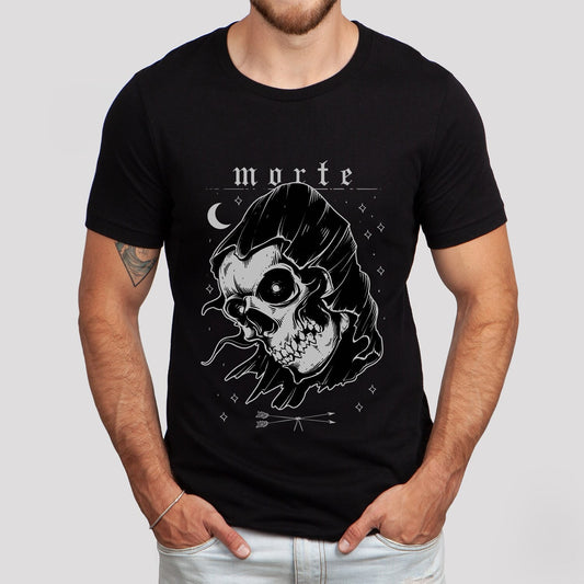 Morte Dead T-shirt, Horror Shirt, Skeleton T-shirt, Skeleton Head Shirt, T-shirt, Shirt with Skull, Celestial Moon Shirt