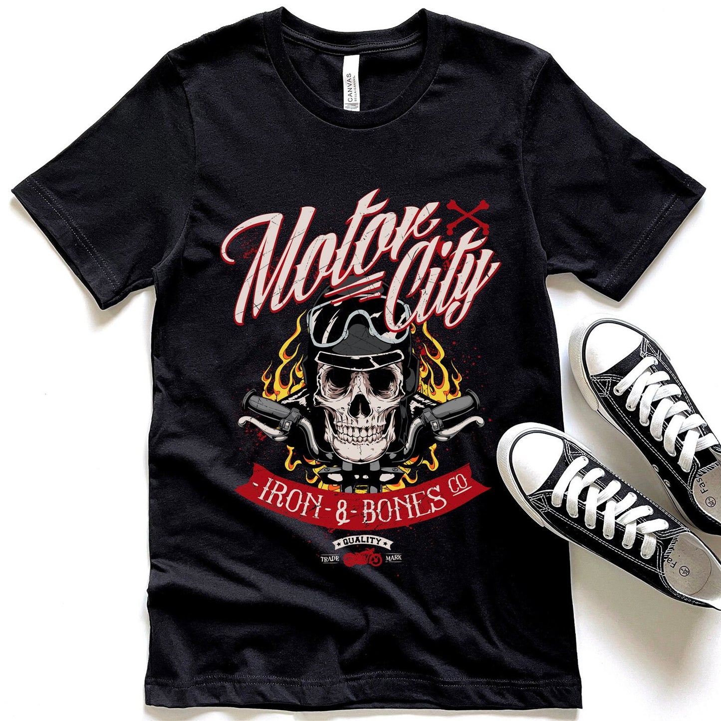 Motor CityT-shirt, Skull T-Shirt, Motorcycle T-Shirt, Bikers T-shirt, Riders T-Shirt, Skull and Fire, Motorcycle Gifts, Gift for Him