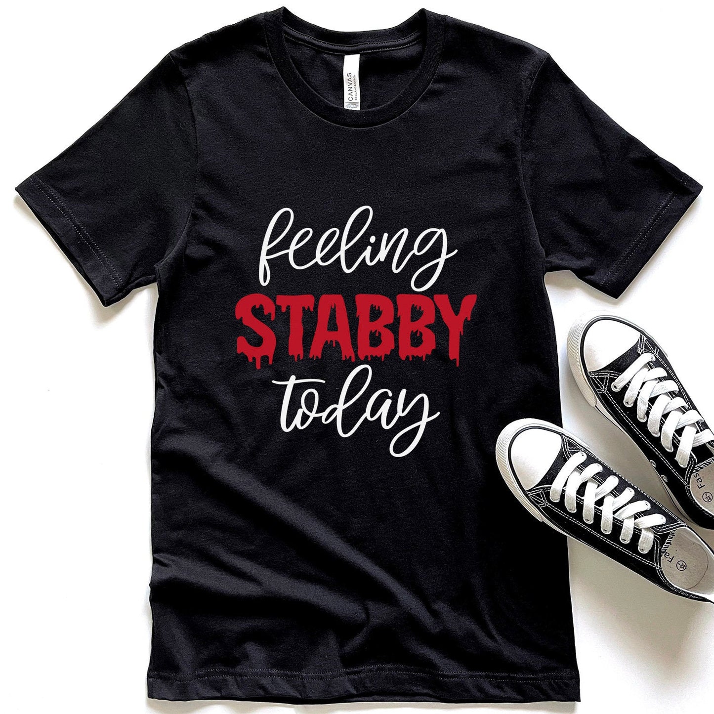 T-shirt Feeling Stabby Today, T-shirt True Crime, T-shirts drôles, T-shirt Meurtrier, T-shirt Films Policiers, T-shirt Cadeau