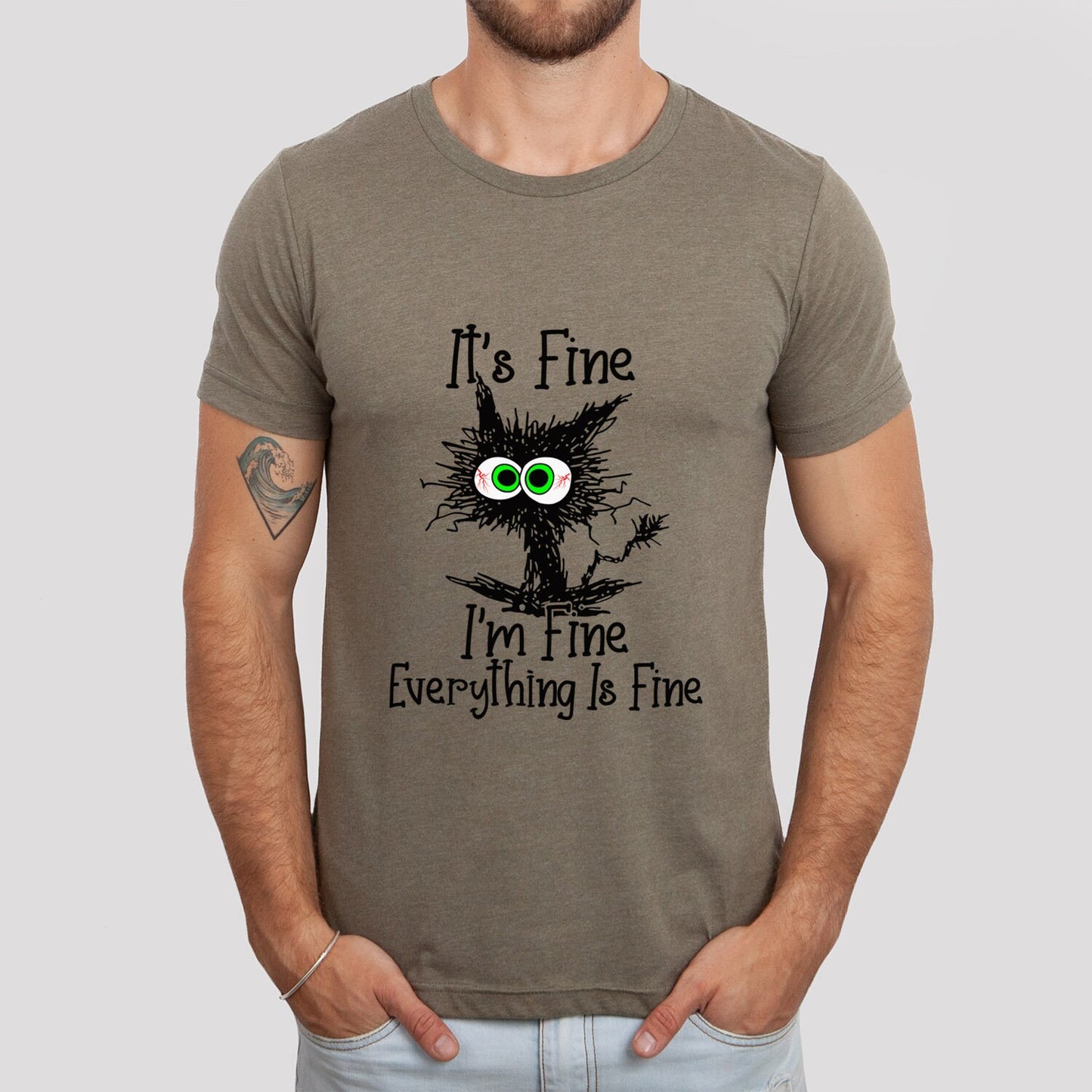 C'est bien, je vais bien, tout va bien, t-shirt de chat c'est bien, t-shirt de chat drôle et sarcastique, t-shirt de chat je vais bien, t-shirt introverti