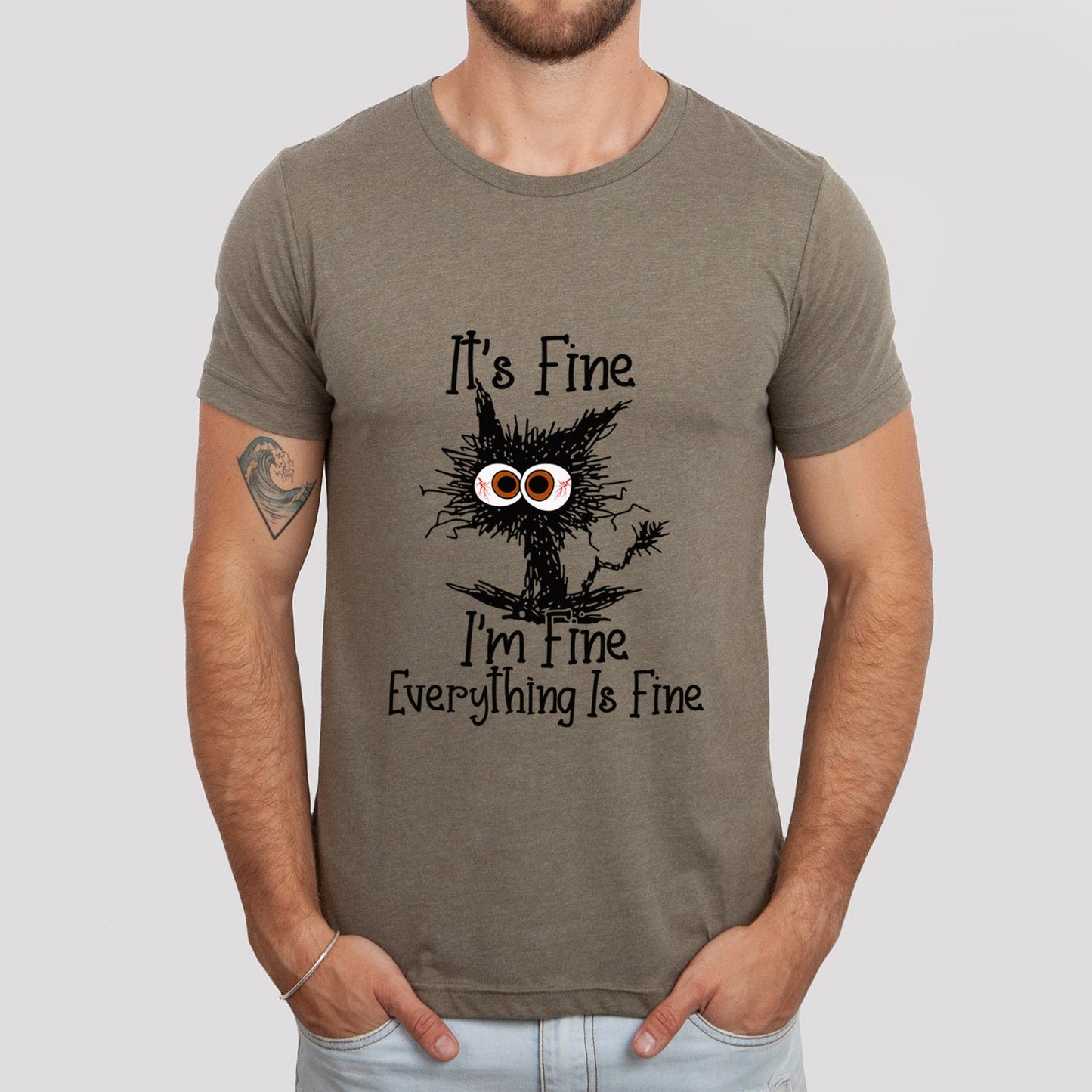 T-shirt de chat C'est bien, je vais bien, tout va bien, t-shirt de chat, t-shirt de chat drôle et sarcastique, t-shirt de chat Je vais bien, t-shirt introverti, t-shirt cadeau