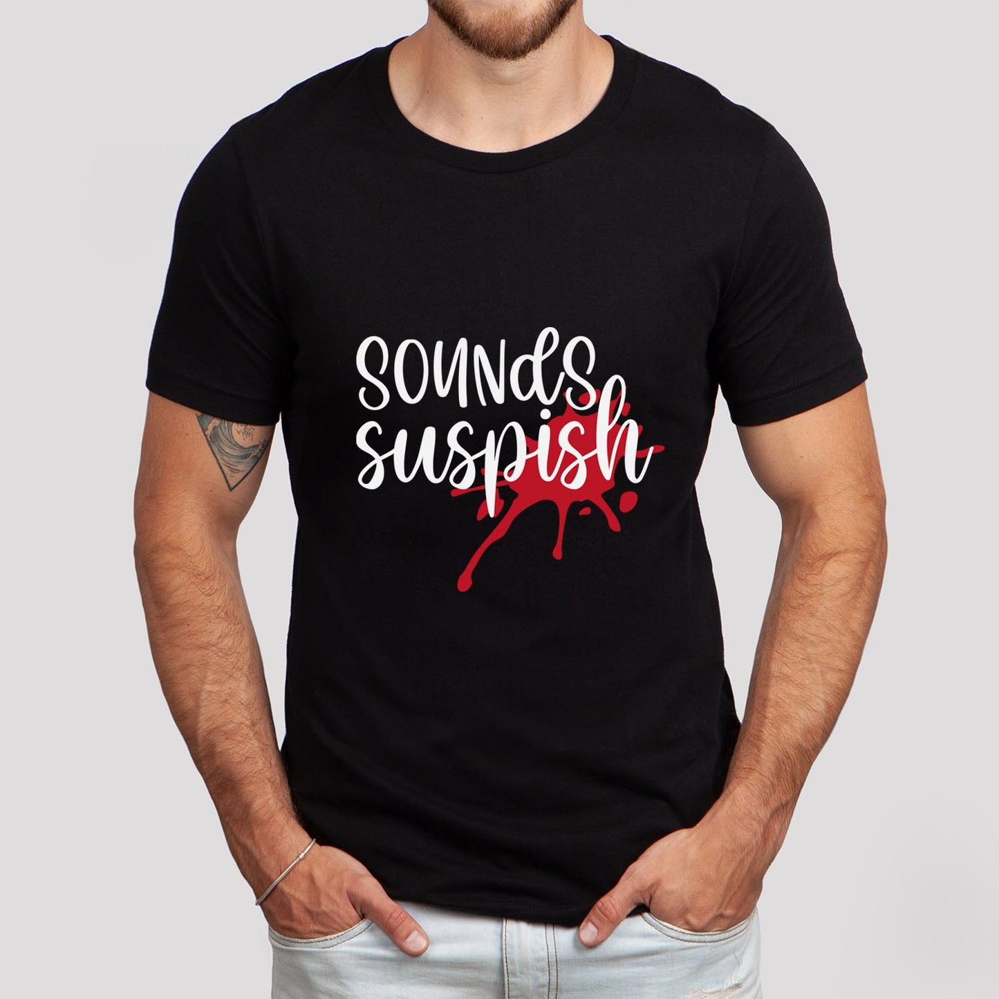 T-shirt Sounds Suspish, T-shirt drôle de meurtre, T-shirt de vrai crime, T-shirts drôles, T-shirt de meurtrier, T-shirt de films policiers, T-shirt cadeau