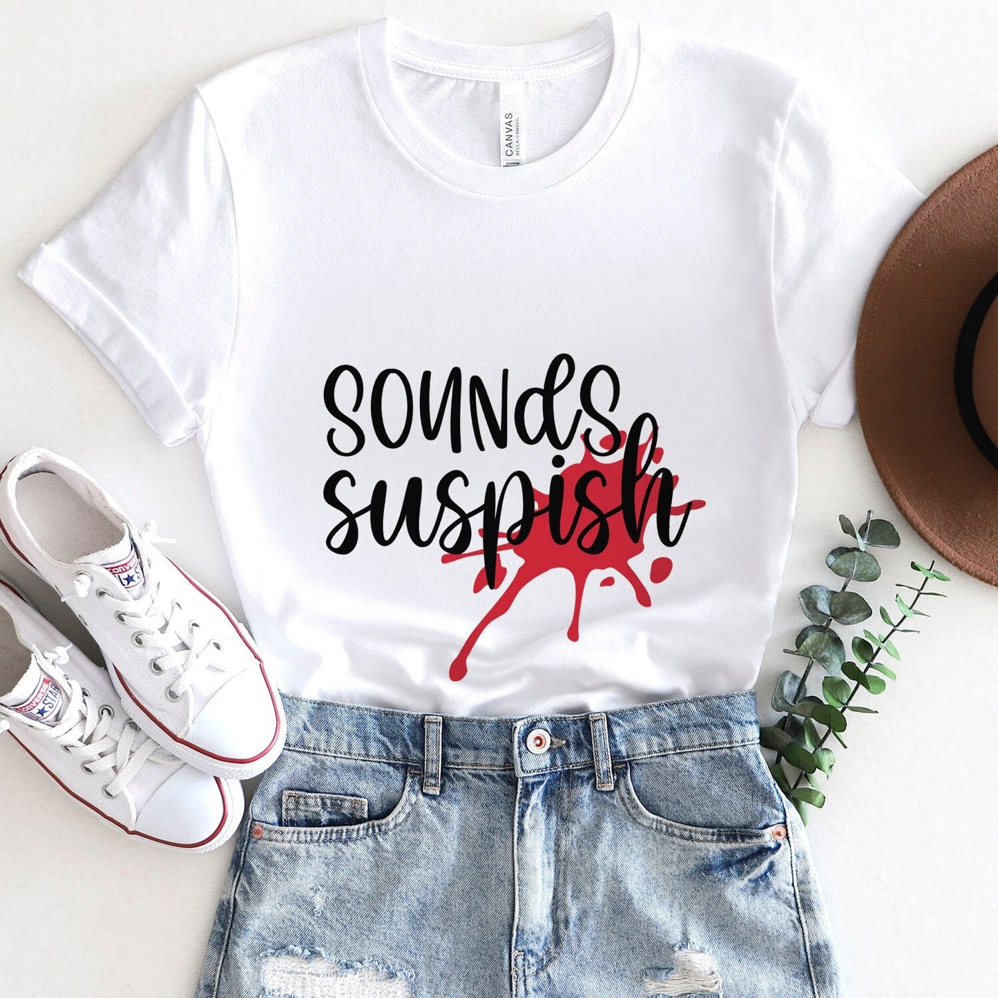 T-shirt Sounds Suspish, T-shirt drôle de meurtre, T-shirt de vrai crime, T-shirts drôles, T-shirt de meurtrier, T-shirt de films policiers, T-shirt cadeau