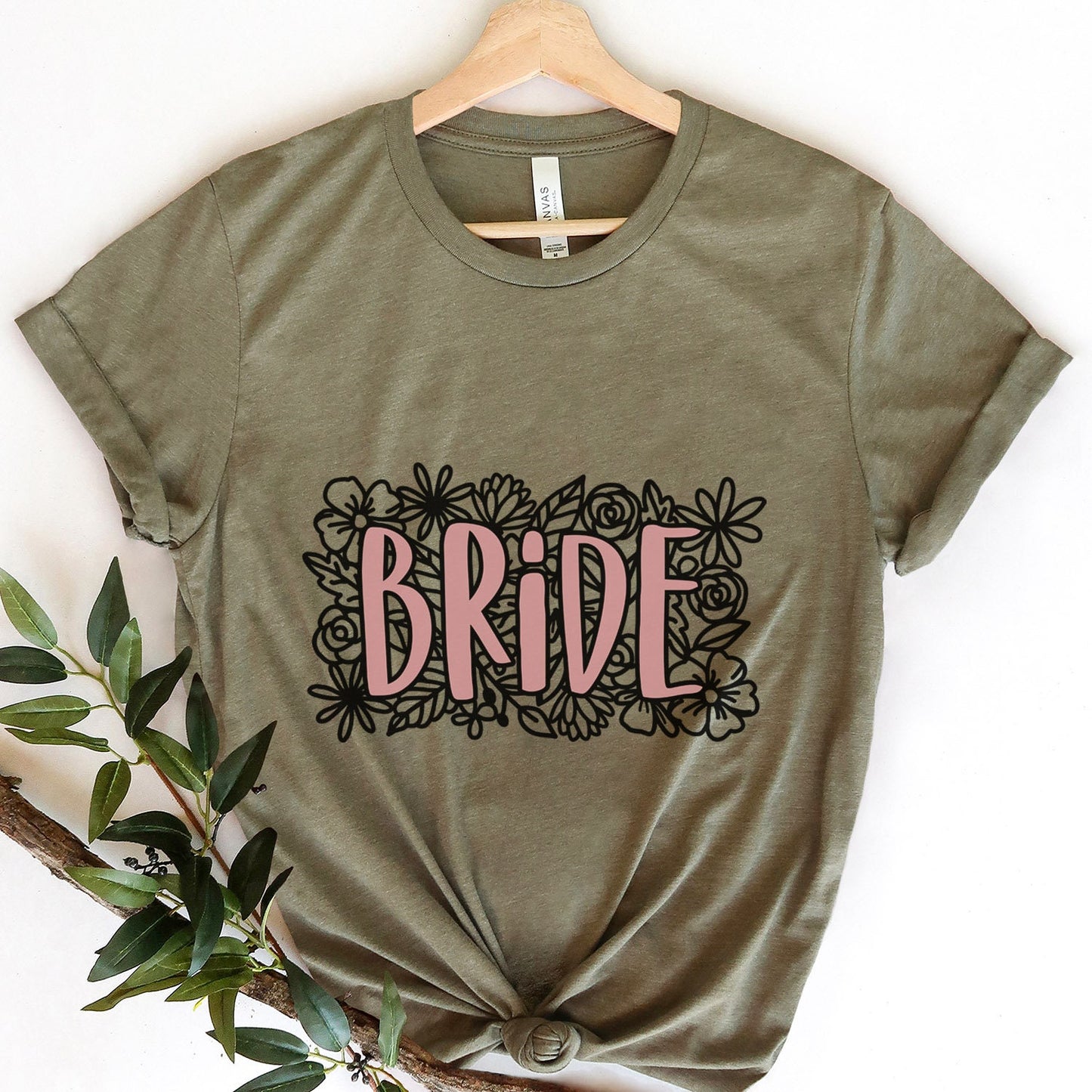 Floral Bride T-shirt, Wedding Shirt, Bride Tee, Bridal Shower, Flowers T-shirt, Gift Shirt for Bride, Bachelorette Party Shirt