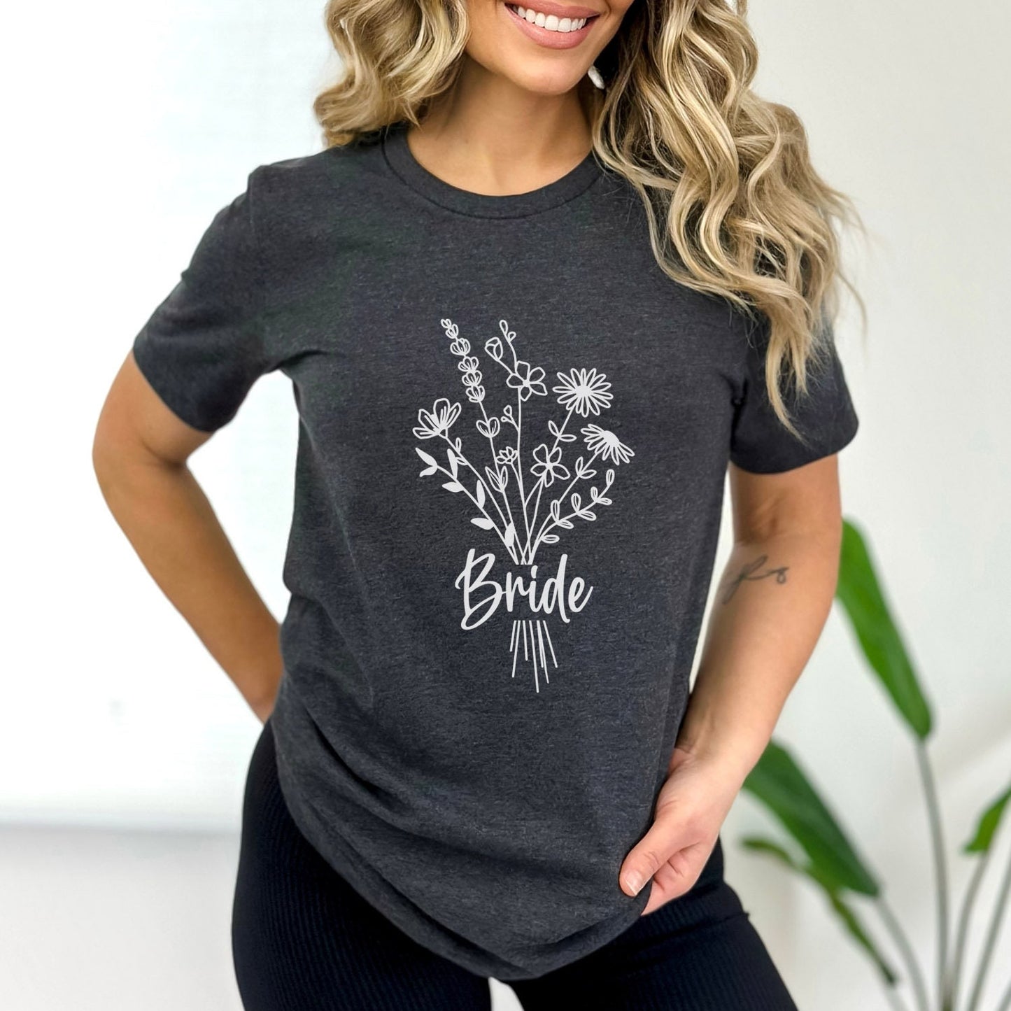 Bride T-shirt, Wedding Shirt, Wildflower Bouquet Floral Shirt, Bride Tee, Bachelorette Shirt, Gift Shirt for Bride, Bridal Shower Shirt