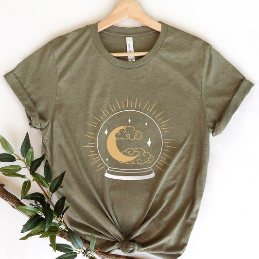 T-shirt boule de cristal céleste, T-shirt bohème, T-shirt inspirant, T-shirt bohème, T-shirt lune et étoiles, T-shirt de voyage cadeau