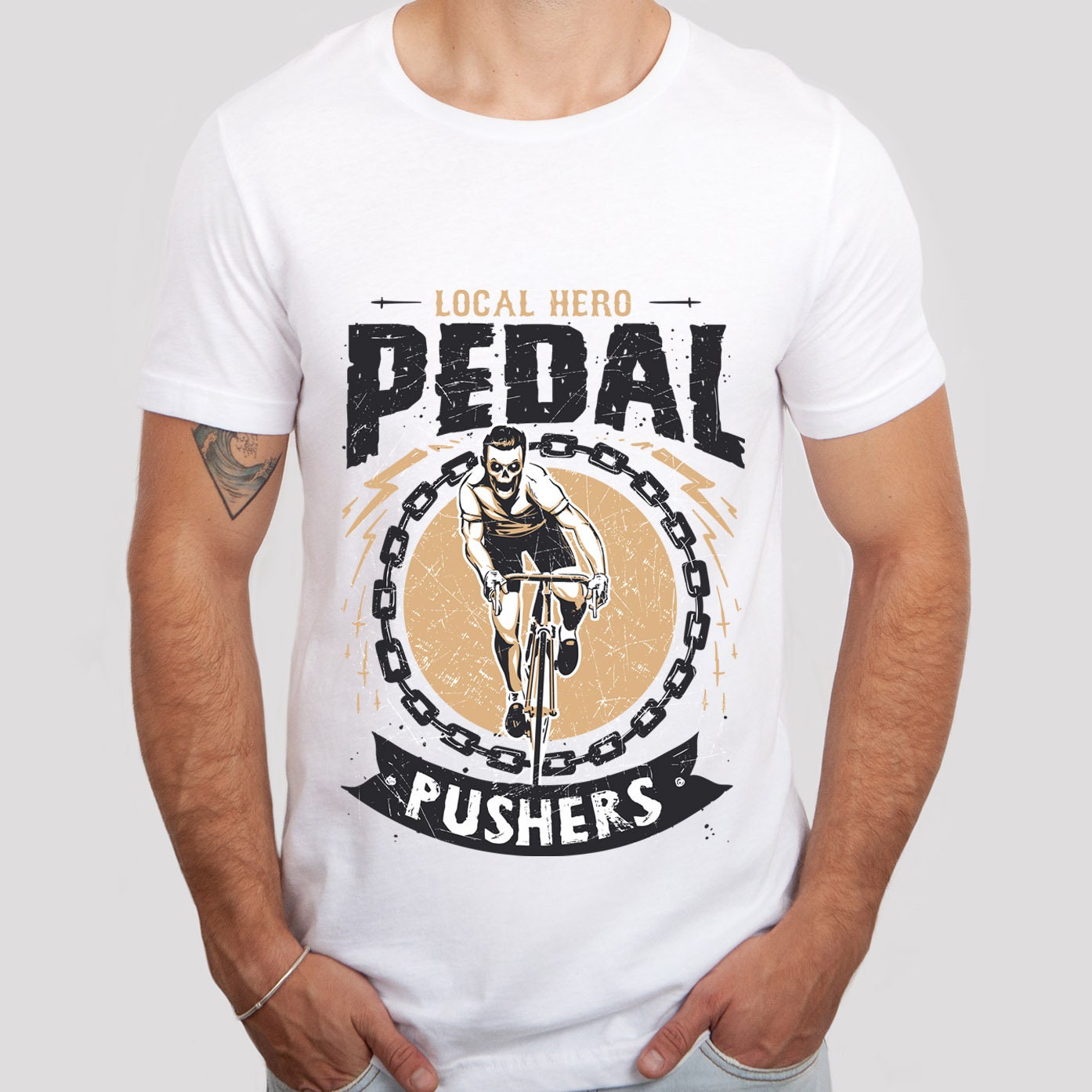 T-shirt motard, T-shirt pour motards, T-shirt cadeau motards, T-shirt amoureux du vélo, T-shirt squelette motard, T-shirt pédalier, cadeau pour lui