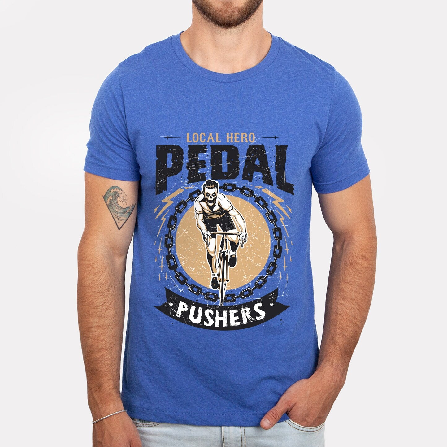 T-shirt motard, T-shirt pour motards, T-shirt cadeau motards, T-shirt amoureux du vélo, T-shirt squelette motard, T-shirt pédalier, cadeau pour lui