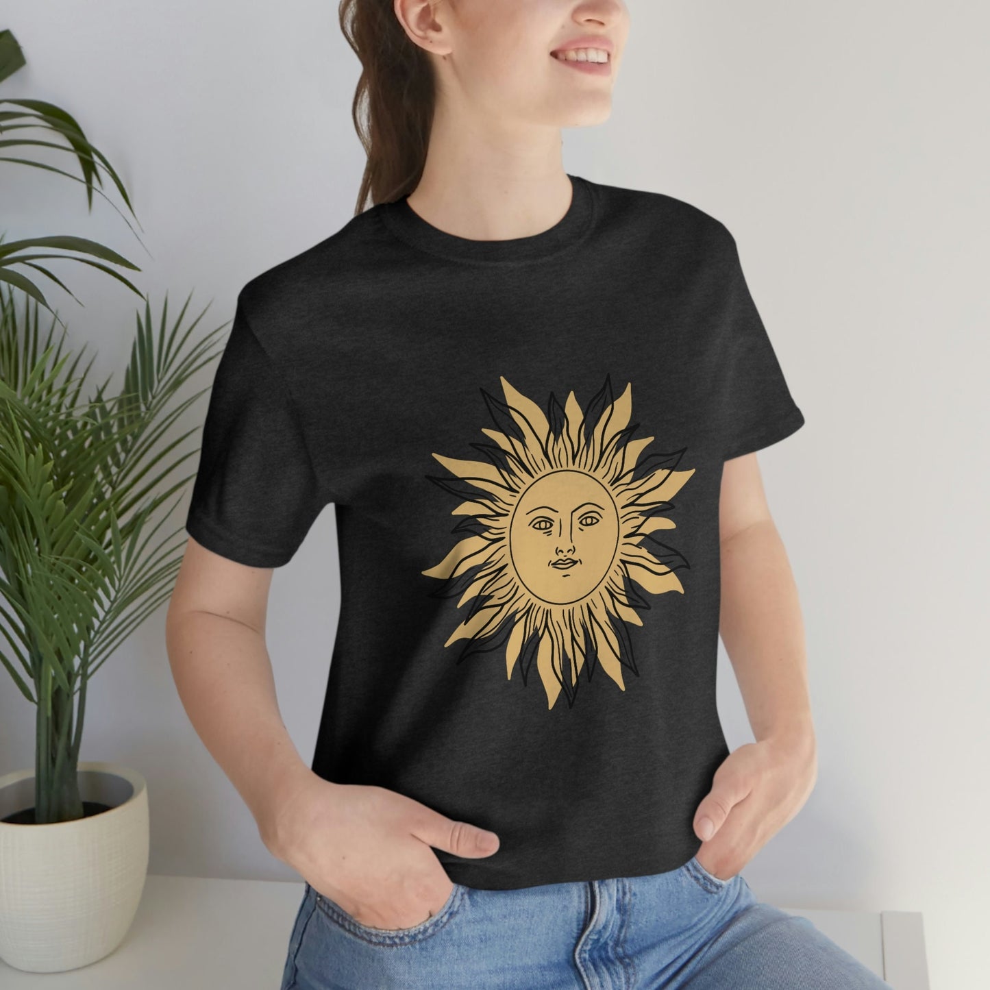 Sun Face T-shirt, Mystical Shirt, Boho T-shirt, Solar T-shirt, Moon and Stars T-Shirt, Bohemian T-shirt, Astrologic Shirt, Gift for Her