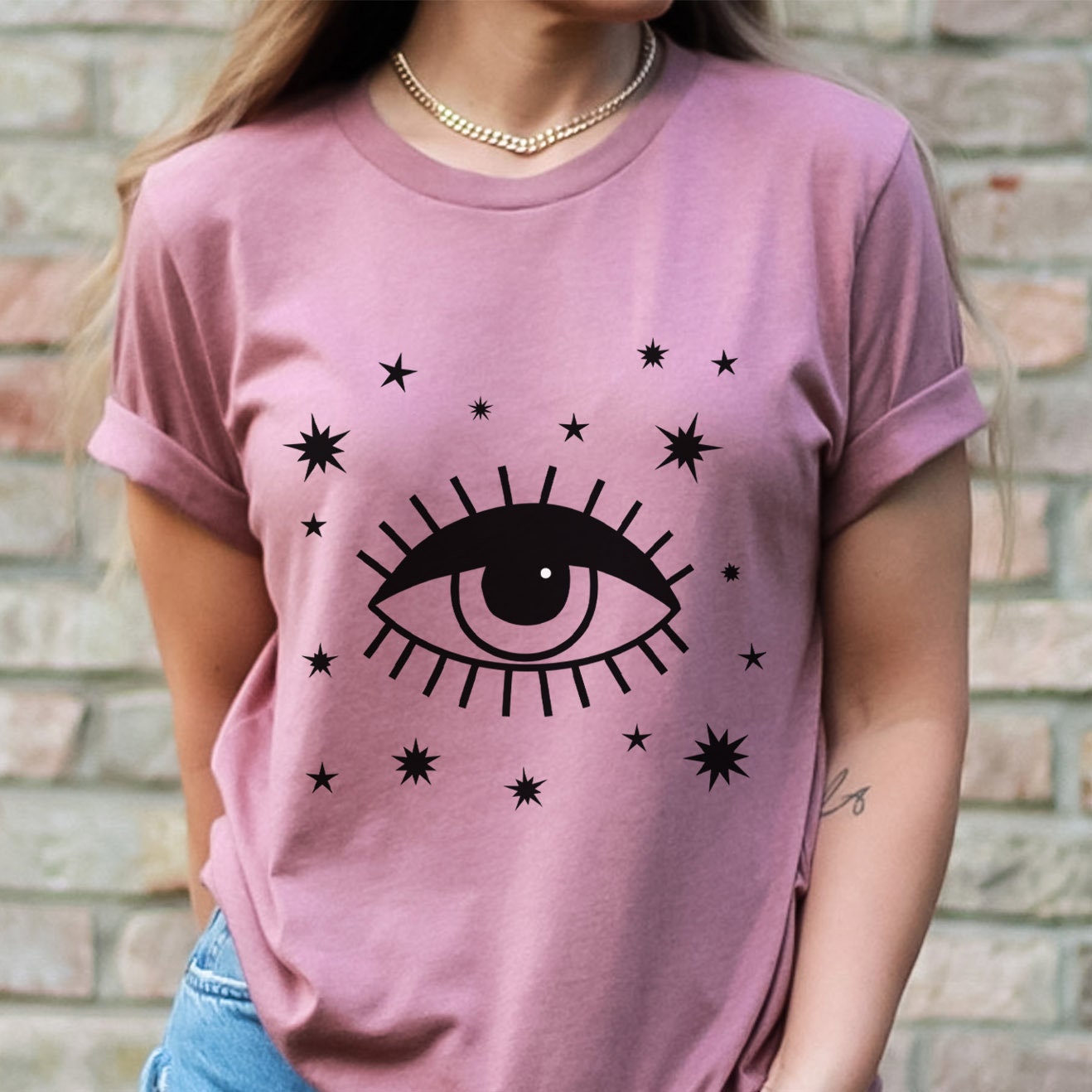 Mystical Shirt, Third Eye T-shirt, Boho T-shirt, Stars T-Shirt, Bohemian T-shirt, Astrologic Shirt, Gift for Her