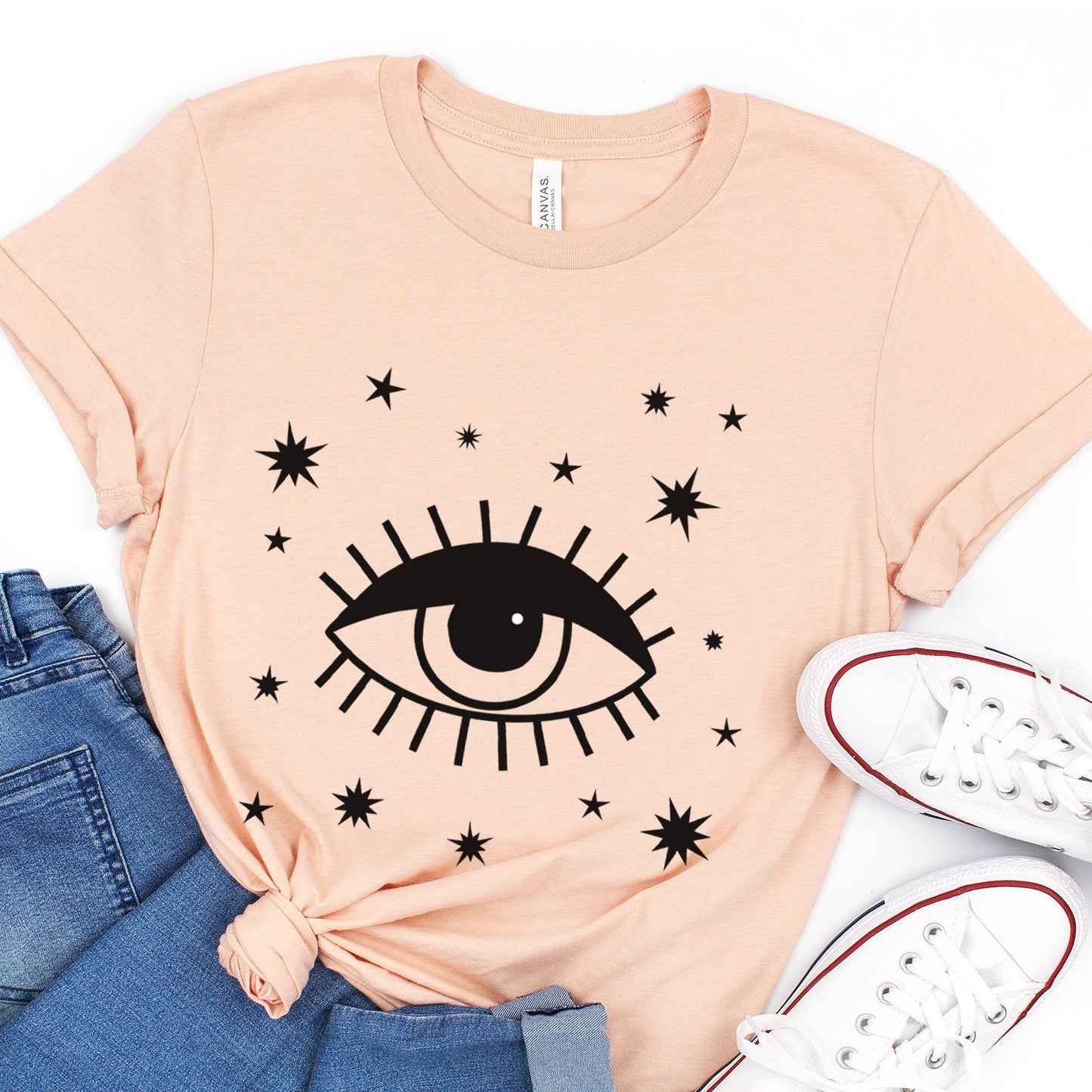 Mystical Shirt, Third Eye T-shirt, Boho T-shirt, Stars T-Shirt, Bohemian T-shirt, Astrologic Shirt, Gift for Her