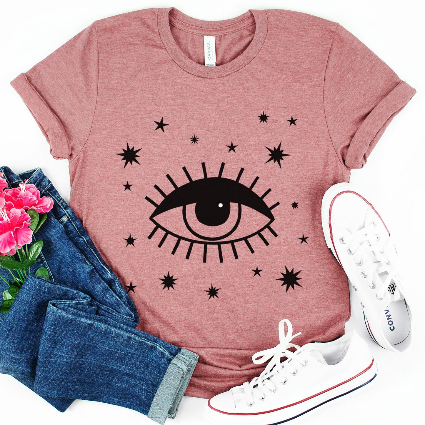 Mystical Shirt, Third Eye T-shirt, Boho T-shirt, Stars T-Shirt, Bohemian T-shirt, Astrologic Shirt, Gift for Her