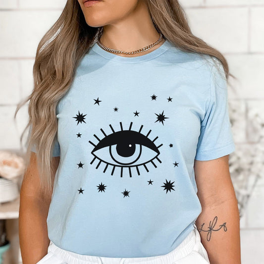 T-shirt mystique, T-shirt troisième œil, T-shirt bohème, T-shirt étoiles, T-shirt bohème, T-shirt astrologique, cadeau pour elle