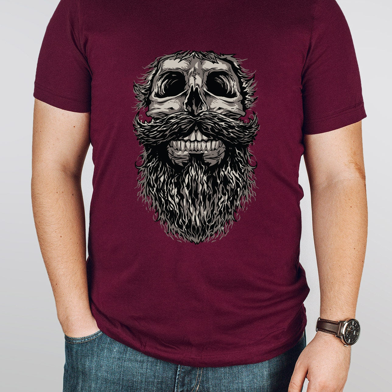 Skull and Beard T-shirt, Skull T-shirt, Skeleton Face Shirt, Beard LoversT-Shirt, Skull with Beard Shirt,  Hair T-Shirt, Gifts For Him