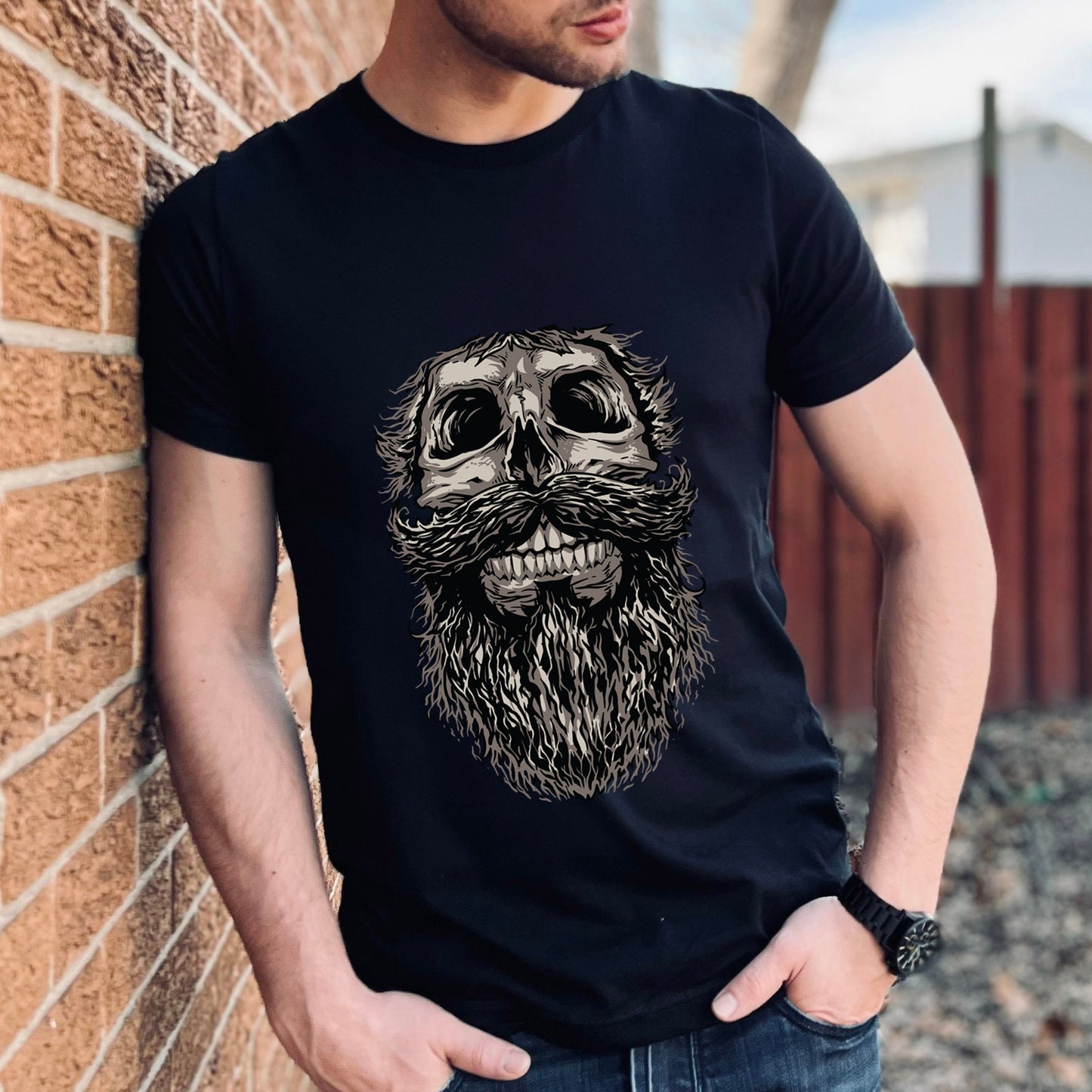 Skull and Beard T-shirt, Skull T-shirt, Skeleton Face Shirt, Beard LoversT-Shirt, Skull with Beard Shirt,  Hair T-Shirt, Gifts For Him