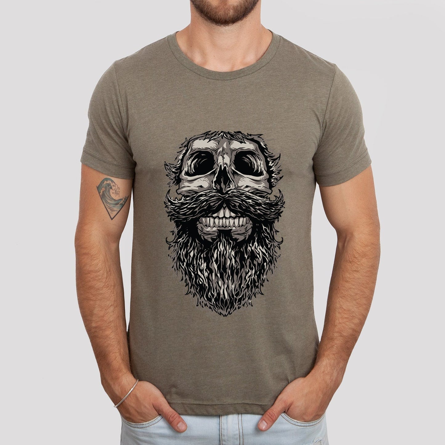 Skull and Beard T-shirt, Skull T-shirt, Skeleton Face Shirt, Beard LoversT-Shirt, Skull with Beard Shirt,  Hair T-Shirt, Gifts For Him