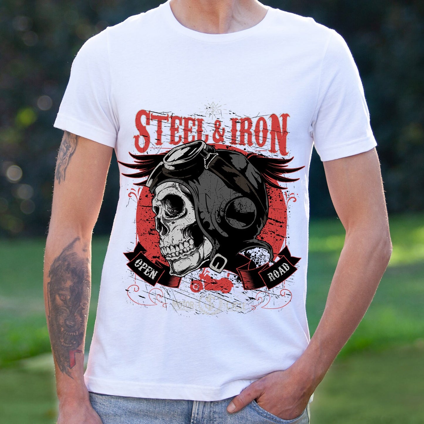 Steel and Iron Shirt, Motorcycle T-shirt, Skull T-shirt, Skeleton Face Shirt, Riders T-Shirt, Gift for Motorcycle Lovers