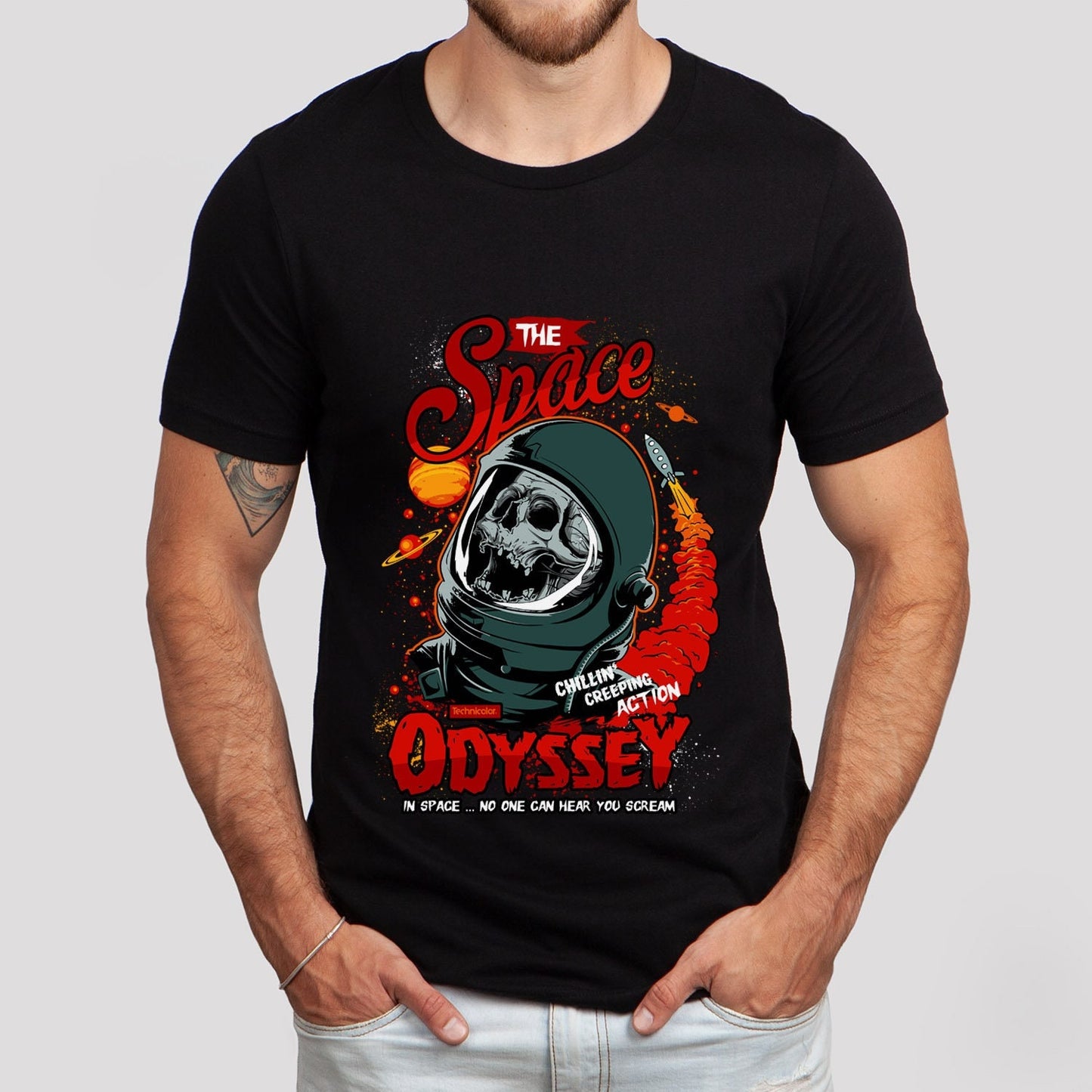 T-shirt L'Odyssée de l'espace, T-shirt Singe dans l'espace, T-shirt de film, T-shirt de voyage dans l'espace, T-shirt d'horreur, Cadeau pour lui, Cadeau pour elle