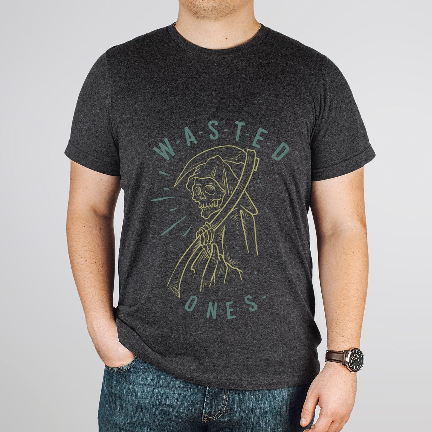 T-shirt Wasted Ones, T-shirt Ange de la Mort, T-shirt avec squelette, T-shirt Mythologie, T-shirt Squelette Effrayant, T-shirt Horreur, T-shirt Gothique