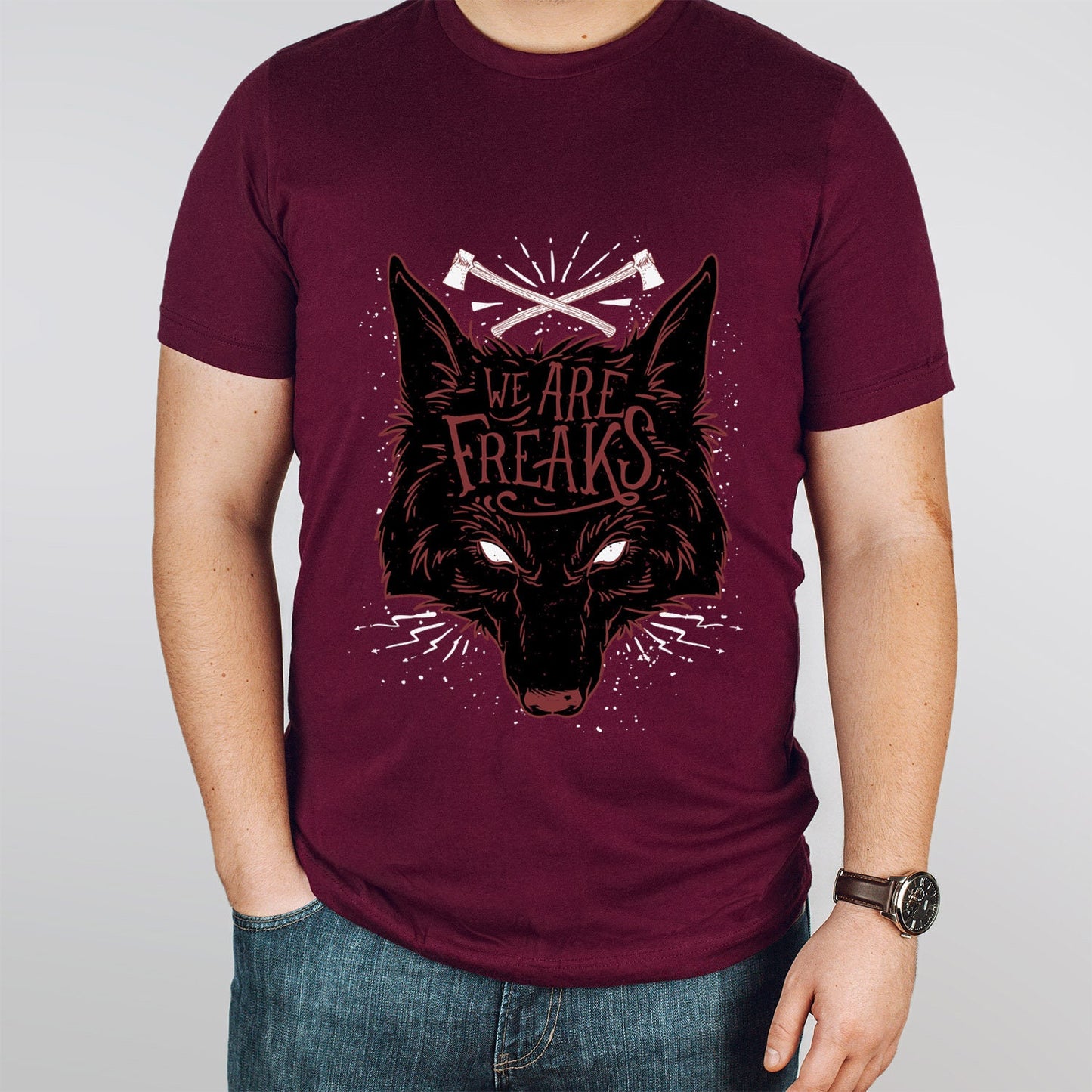 T-shirt loup, T-shirt We are Freaks, T-shirt avec renard, T-shirt d'horreur, T-shirt de renard effrayant, T-shirt d'horreur, T-shirt animal, cadeau pour lui