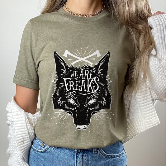 T-shirt loup, T-shirt We are Freaks, T-shirt avec renard, T-shirt d'horreur, T-shirt de renard effrayant, T-shirt d'horreur, T-shirt animal, cadeau pour lui