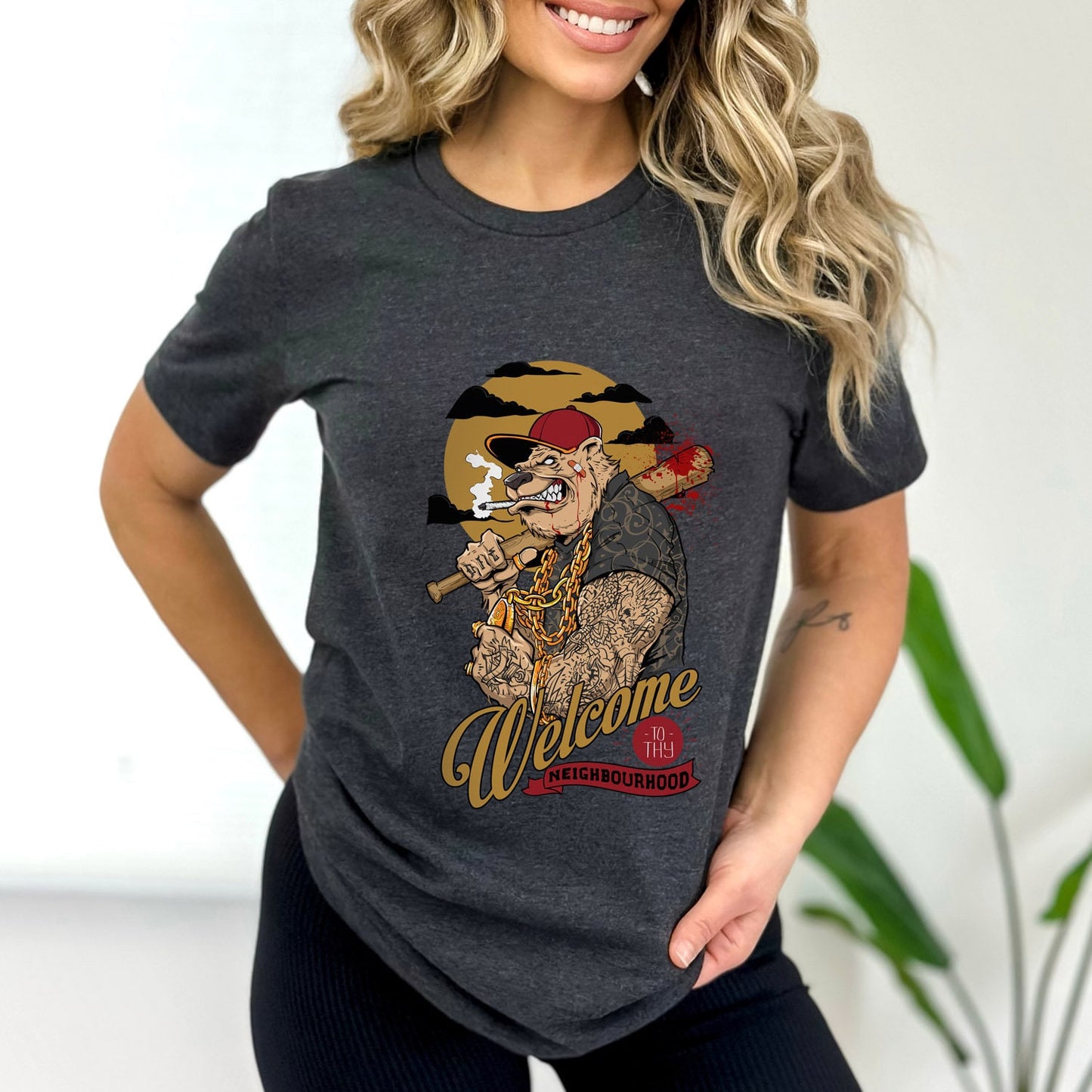 T-shirt drôle de chien, T-shirt avec humour, T-shirt de chien avec des tatouages, T-shirt de bienvenue dans ton quartier, T-shirt cadeau amusant