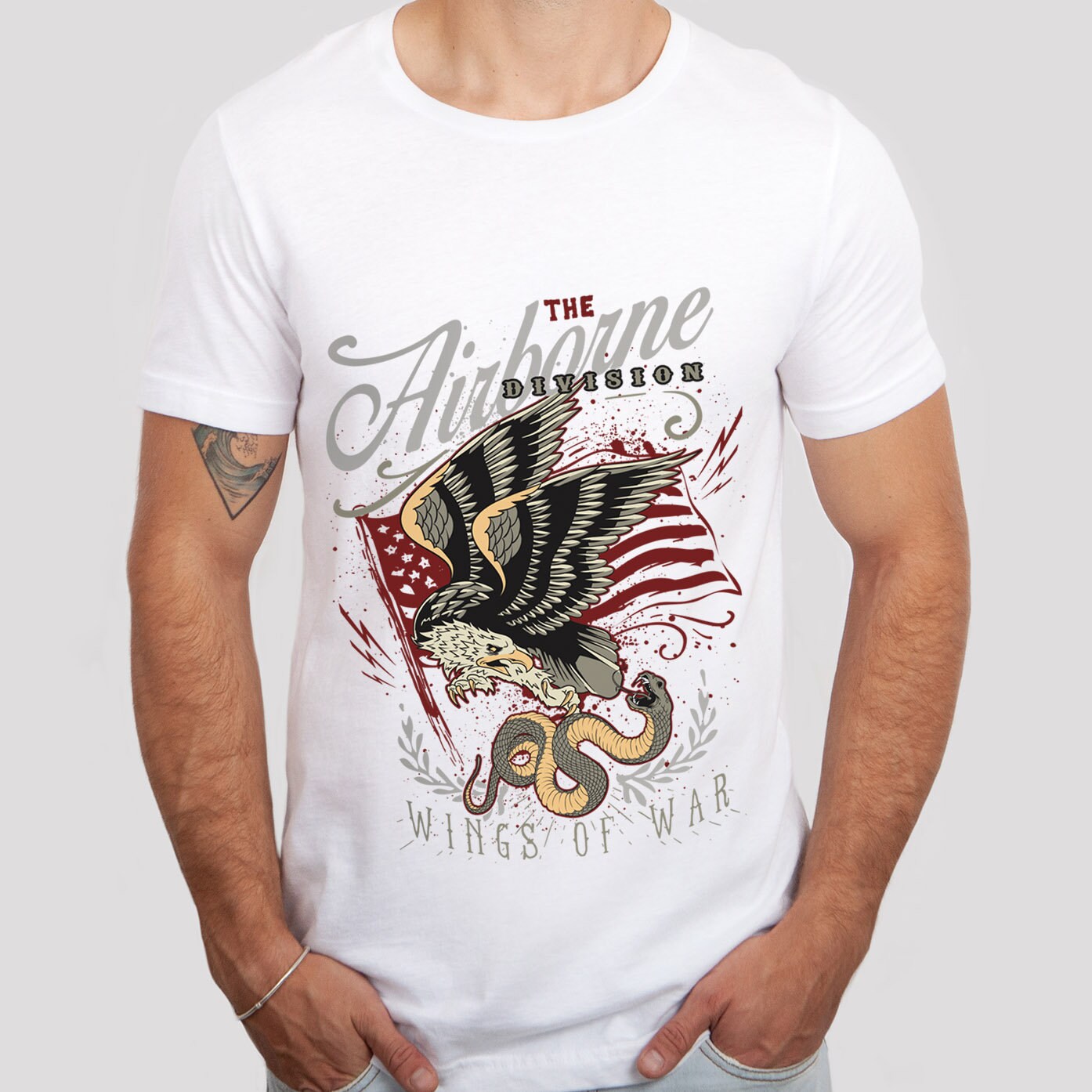 Wings of War T-shirt, Eagle T-shirt, T-shirt with Snake, Airborne Division Shirt with Eagle and Snake, Military Shirt, Gift Shirt