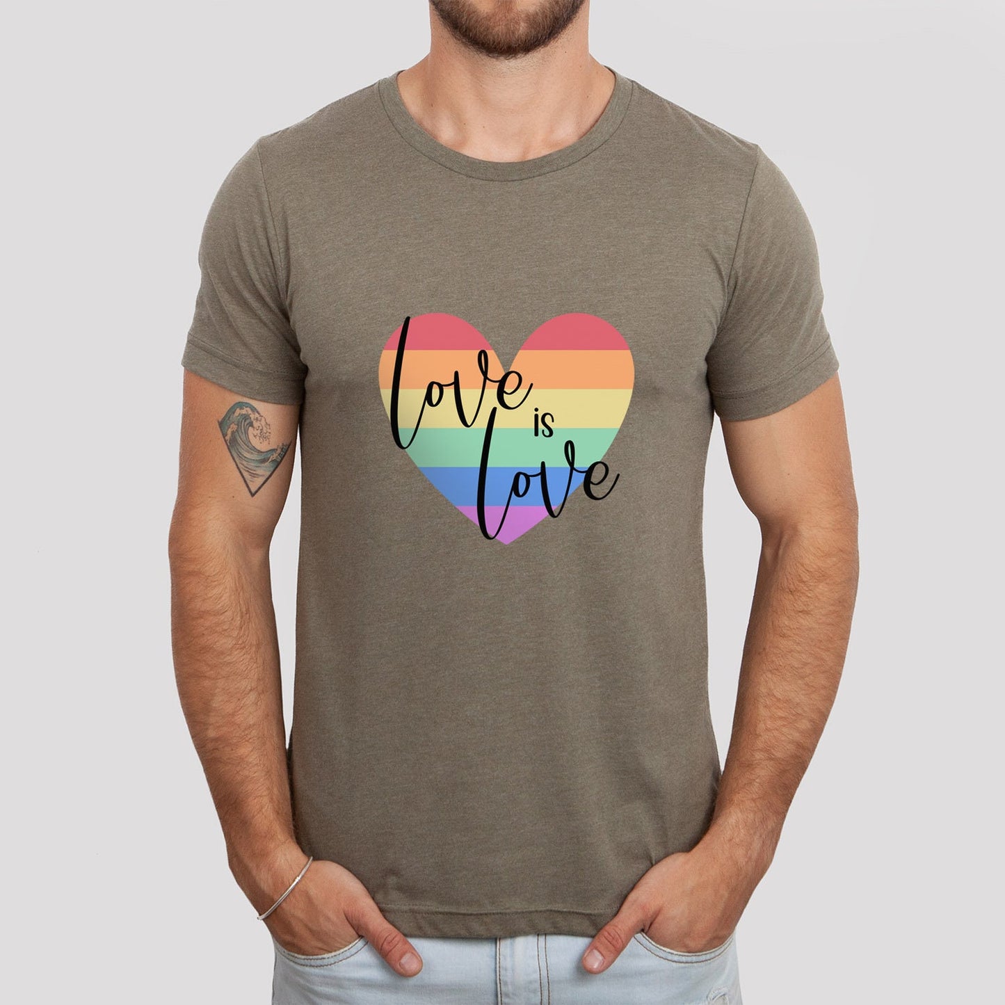 T-shirt arc-en-ciel avec cœur d'amour, t-shirt Love is Love, t-shirt de soutien LGBTQ, t-shirt Pride, t-shirts de gentillesse, t-shirt Gay Pride, t-shirt Égalité