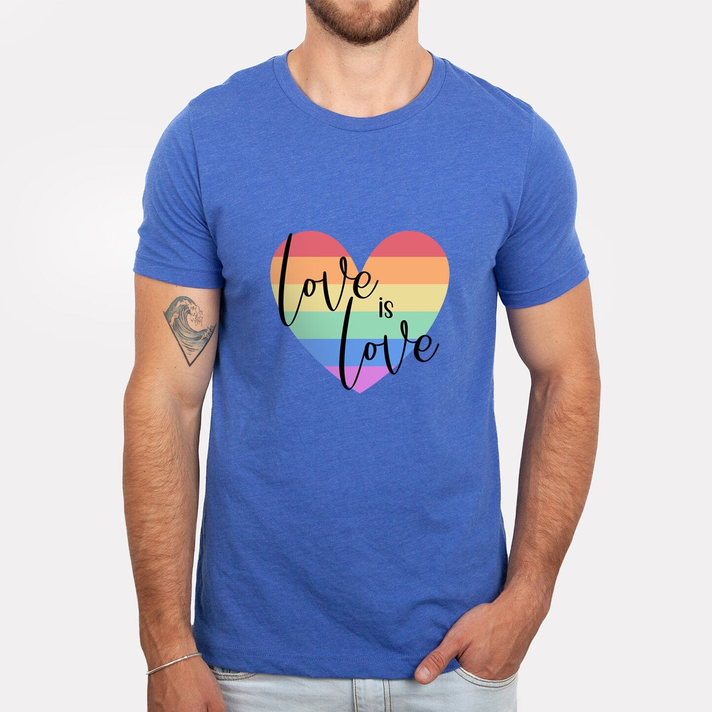 T-shirt arc-en-ciel avec cœur d'amour, t-shirt Love is Love, t-shirt de soutien LGBTQ, t-shirt Pride, t-shirts de gentillesse, t-shirt Gay Pride, t-shirt Égalité