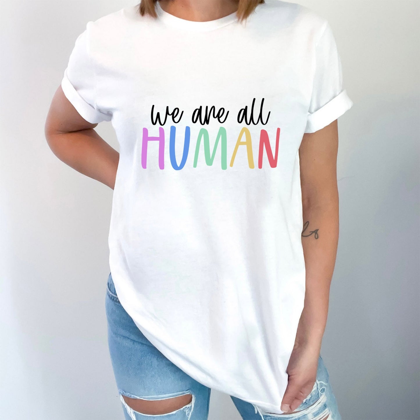 We are All Human T-Shirt, Equality Shirt, Rainbow Colors LGBTQ Support Shirt, Pride Shirt, Kindness Shirts, Gay Pride Shirt