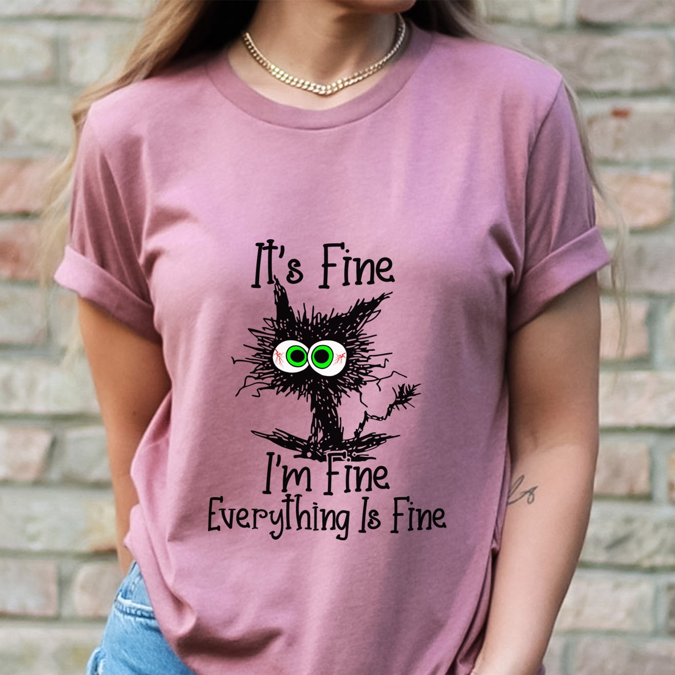 C'est bien, je vais bien, tout va bien, t-shirt de chat c'est bien, t-shirt de chat drôle et sarcastique, t-shirt de chat je vais bien, t-shirt introverti