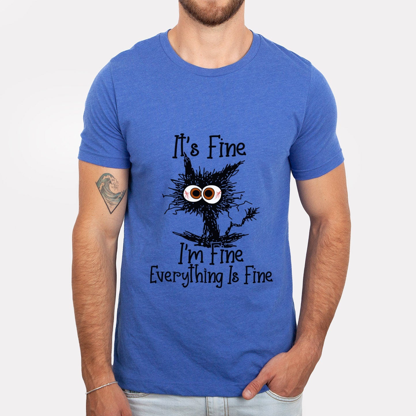 T-shirt de chat C'est bien, je vais bien, tout va bien, t-shirt de chat, t-shirt de chat drôle et sarcastique, t-shirt de chat Je vais bien, t-shirt introverti, t-shirt cadeau