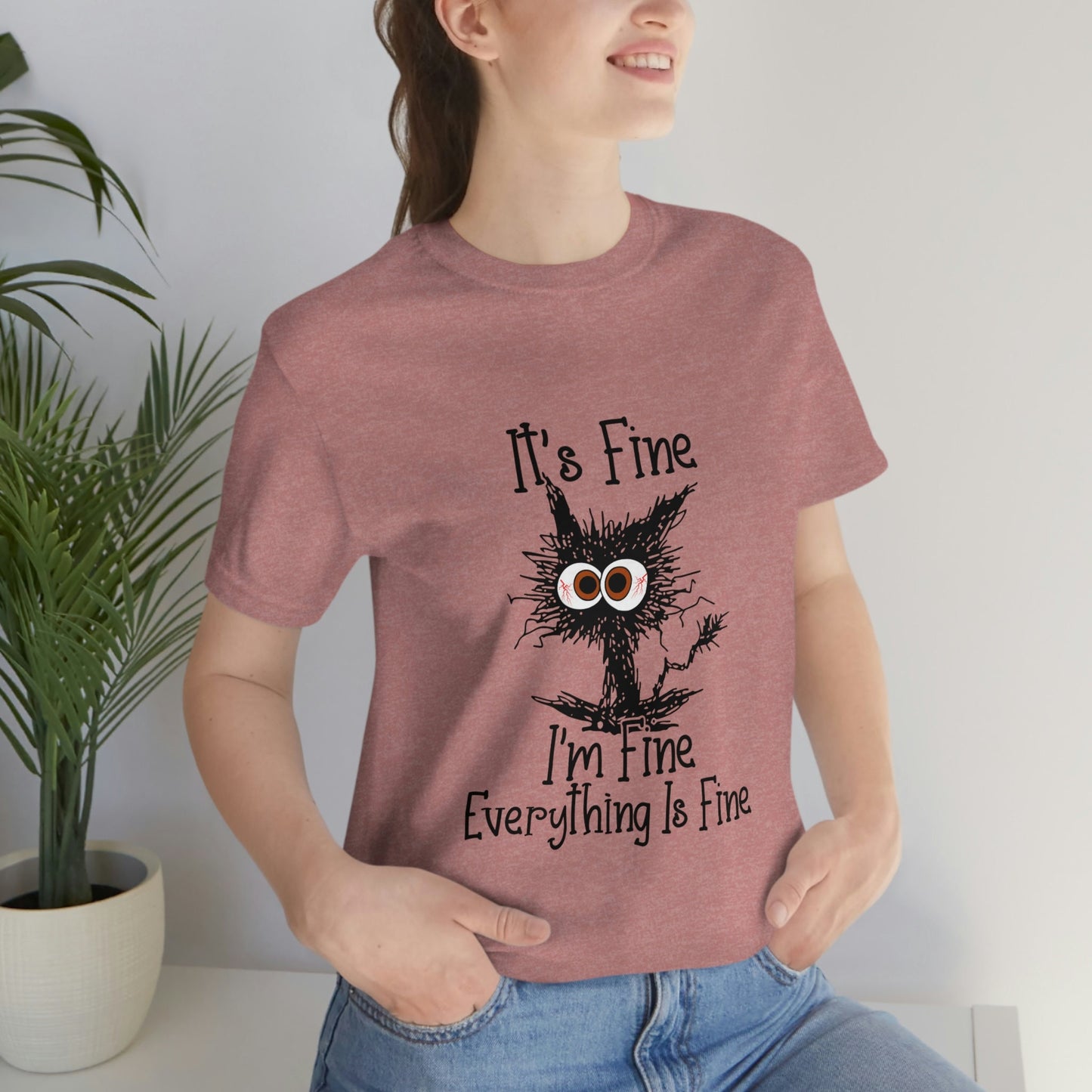 T-shirt de chat C'est bien, je vais bien, tout va bien, t-shirt de chat, t-shirt de chat drôle et sarcastique, t-shirt de chat Je vais bien, t-shirt introverti, t-shirt cadeau