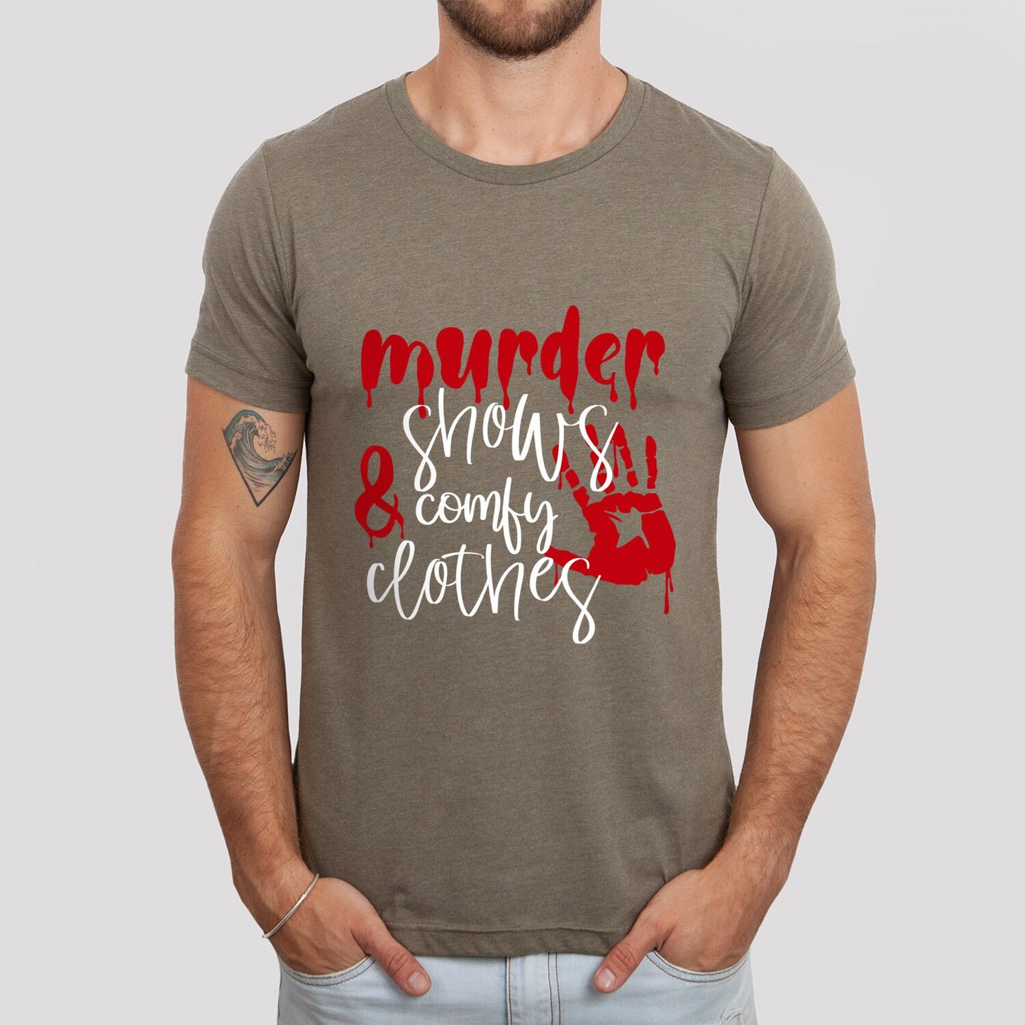 T-shirt confortable avec des émissions de meurtre, t-shirt sur le crime, t-shirt drôle sur le meurtre, t-shirts drôles, t-shirt sur le meurtre, t-shirt sur les films policiers, t-shirt cadeau