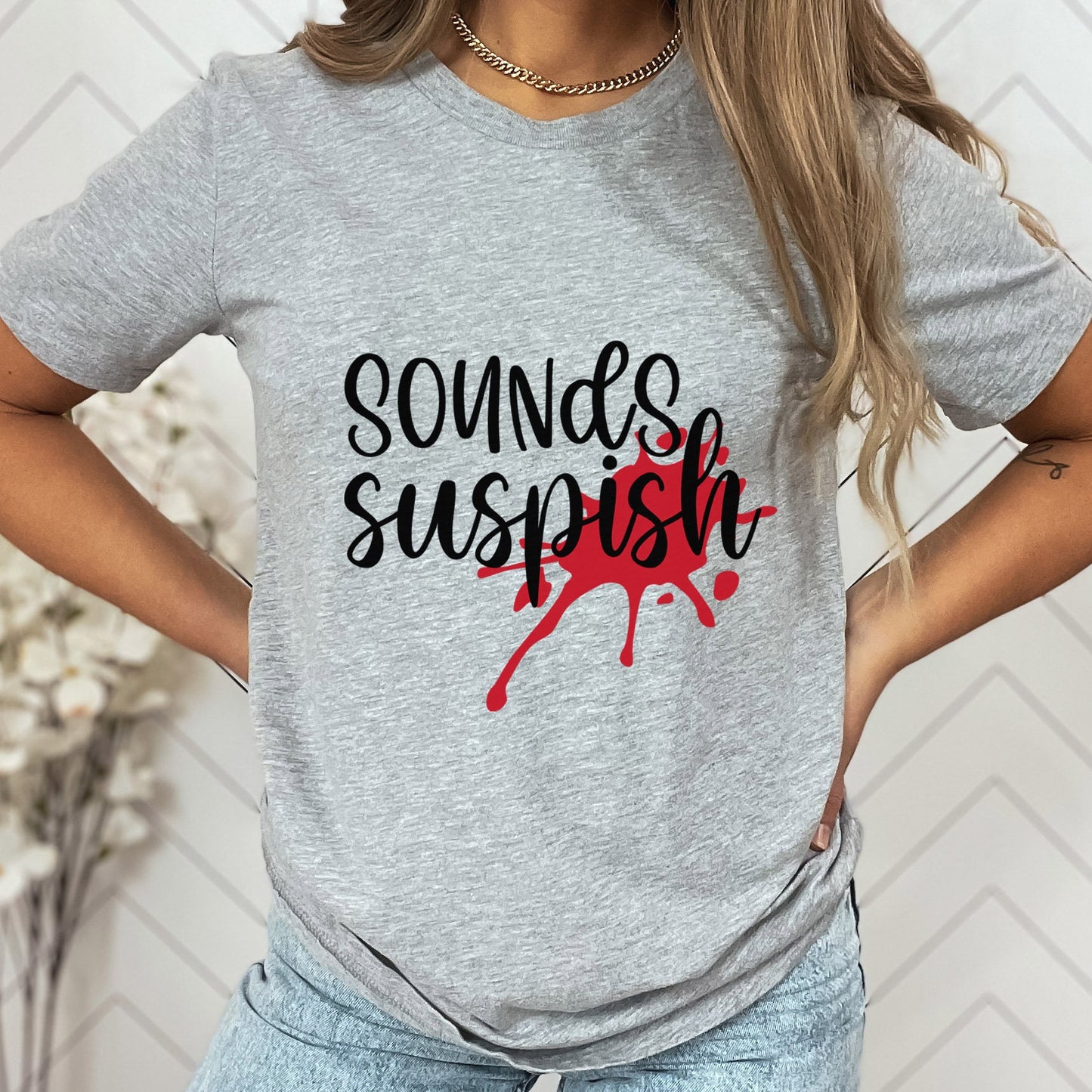 T-shirt Sounds Suspish, T-shirt drôle de meurtre, T-shirt de vrai crime, T-shirts drôles, T-shirt de meurtrier, T-shirt de films policiers, T-shirt cadeau