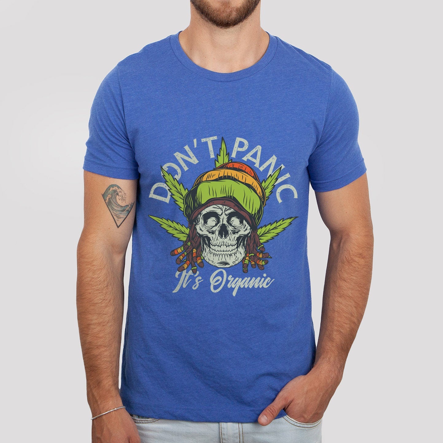 T-shirt tête de mort fumante, t-shirt drôle de cannabis, t-shirt Don't Panic It's Organic, t-shirt humoristique, t-shirt Rasta Man, cadeau pour lui, cadeau pour elle