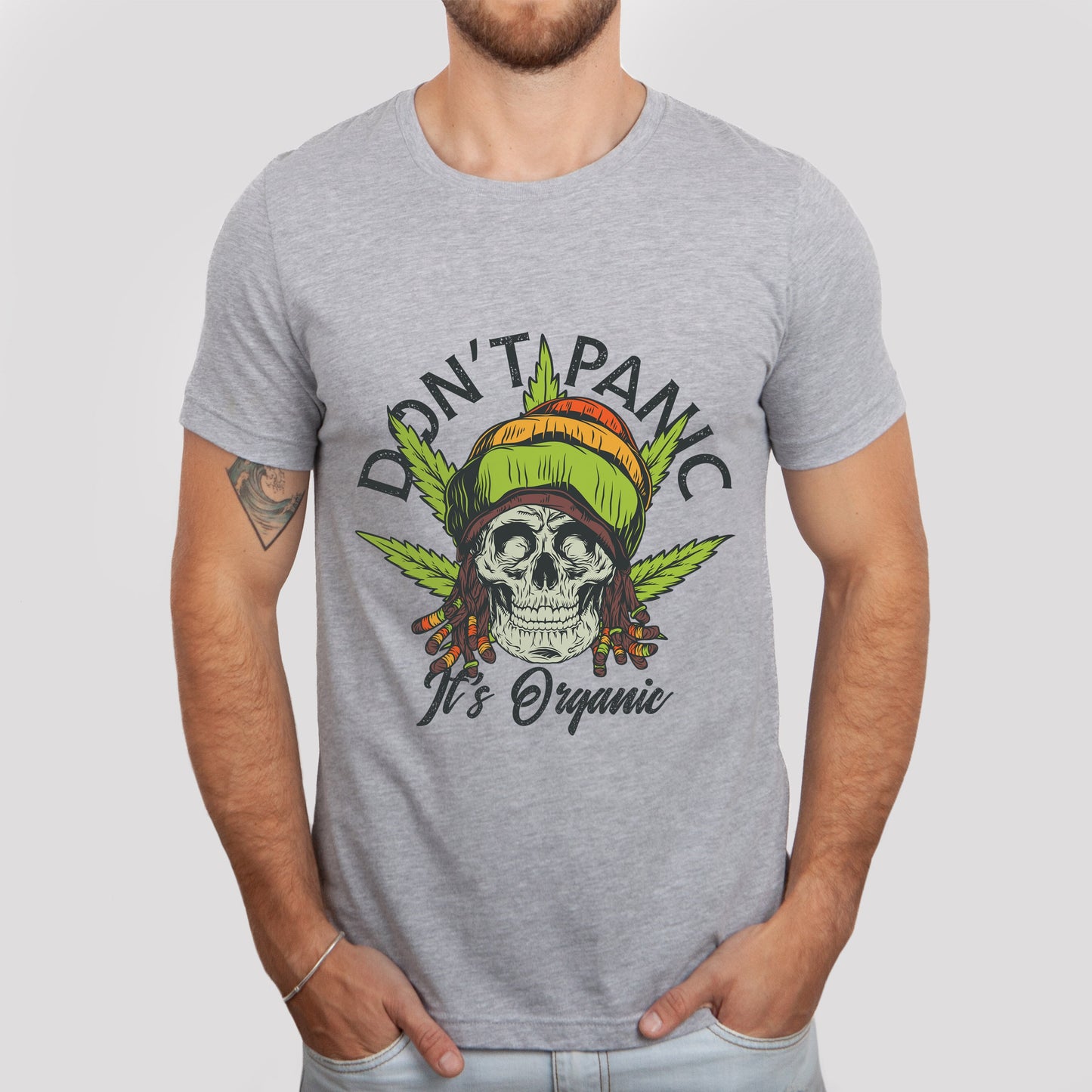 T-shirt tête de mort fumante, t-shirt drôle de cannabis, t-shirt Don't Panic It's Organic, t-shirt humoristique, t-shirt Rasta Man, cadeau pour lui, cadeau pour elle