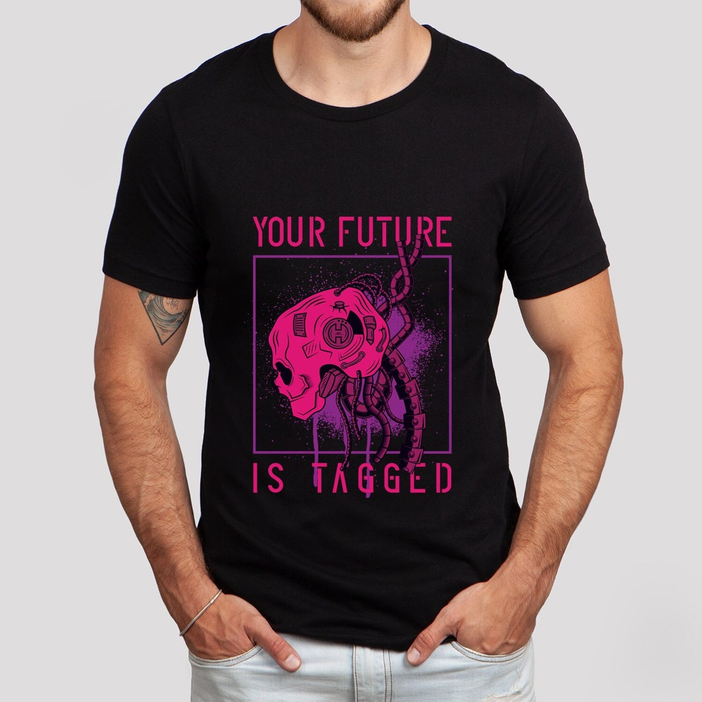 T-shirt punk, t-shirt cyber, t-shirt futuriste, t-shirt high-tech, t-shirt spatial, t-shirt cyber néon, t-shirts gamer, streetwear futuriste