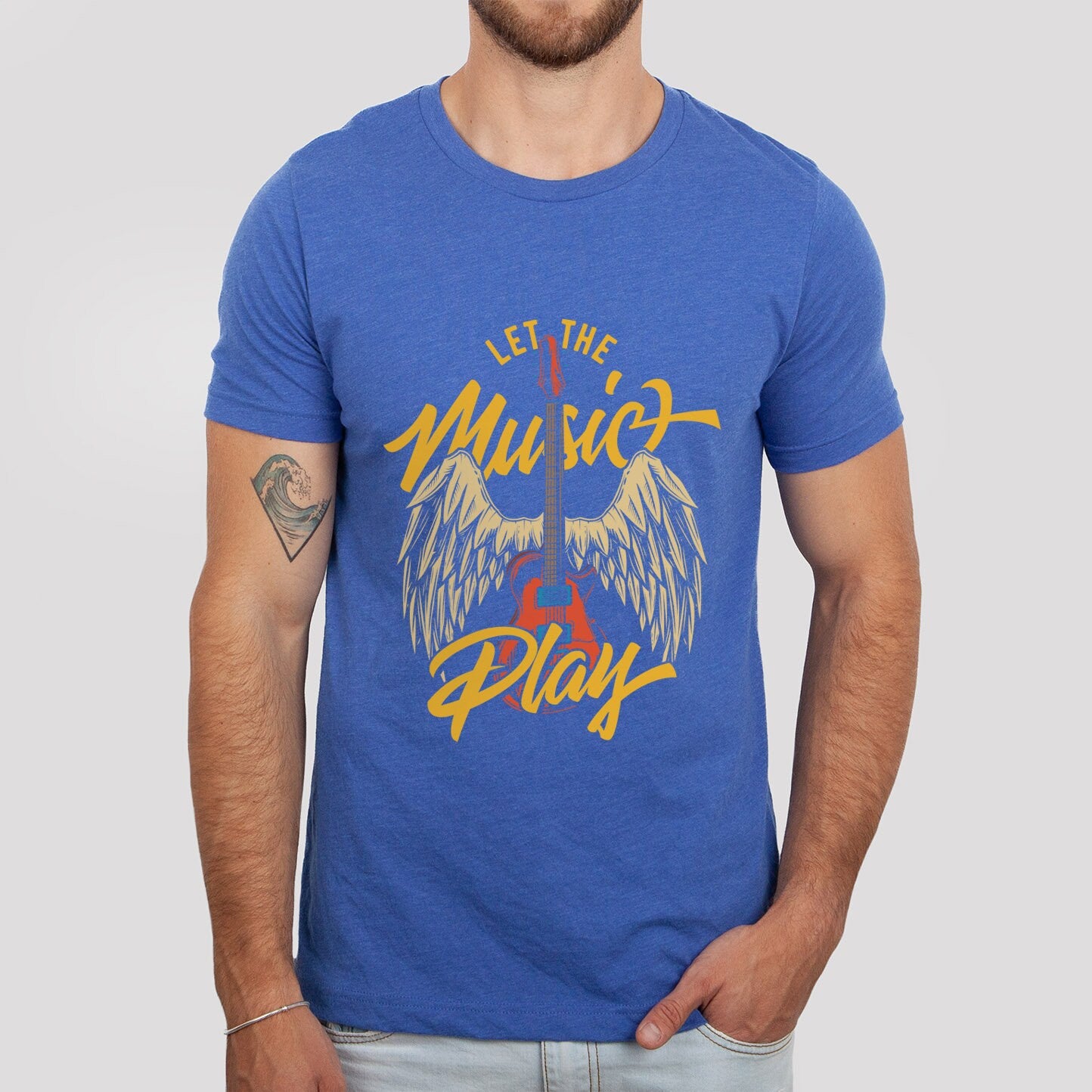 Let the Music Play T-shirt, Rock And Roll Shirt, Music T-Shirt, Guitar with Wings Shirt, Music Band Shirt, Rock Band Shirt